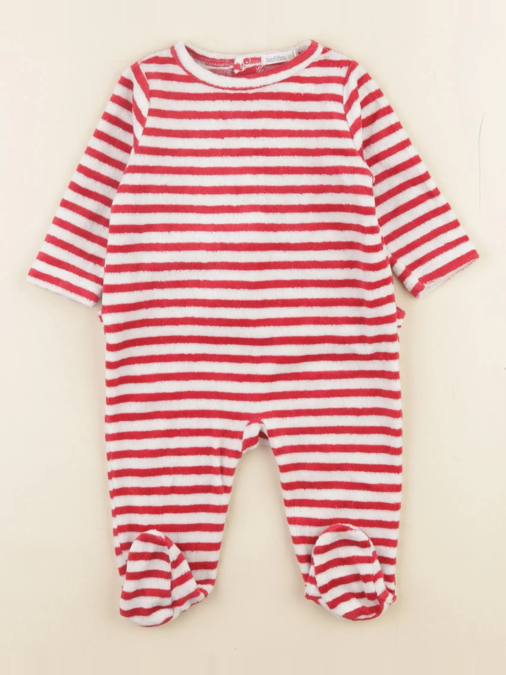 Boutchou - pyjama velours blanc, rouge - 3 mois