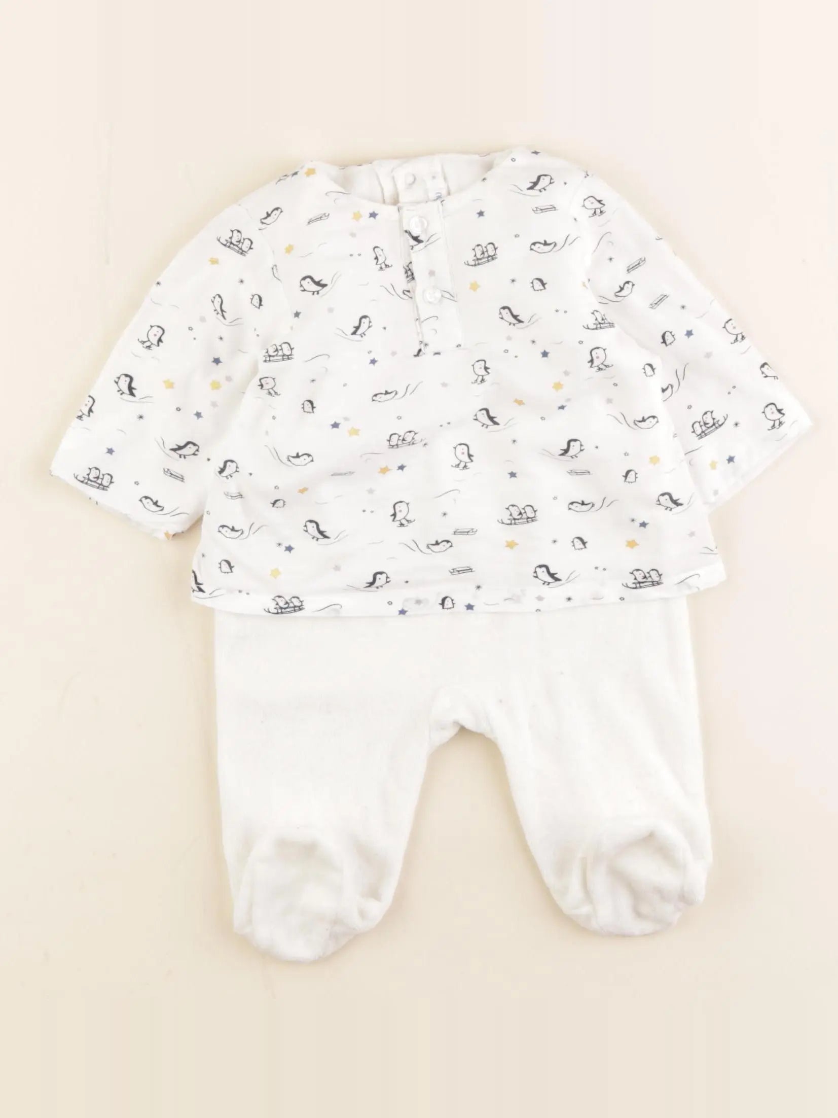 Boutchou - pyjama velours blanc - 1 mois