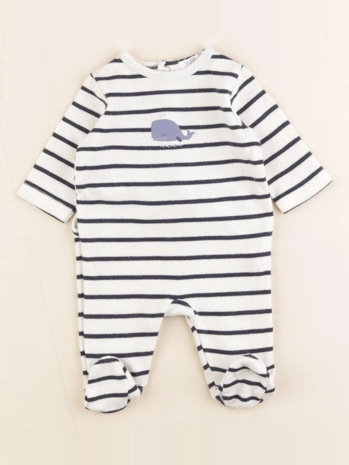 Boutchou - pyjama coton blanc, bleu - 1 mois
