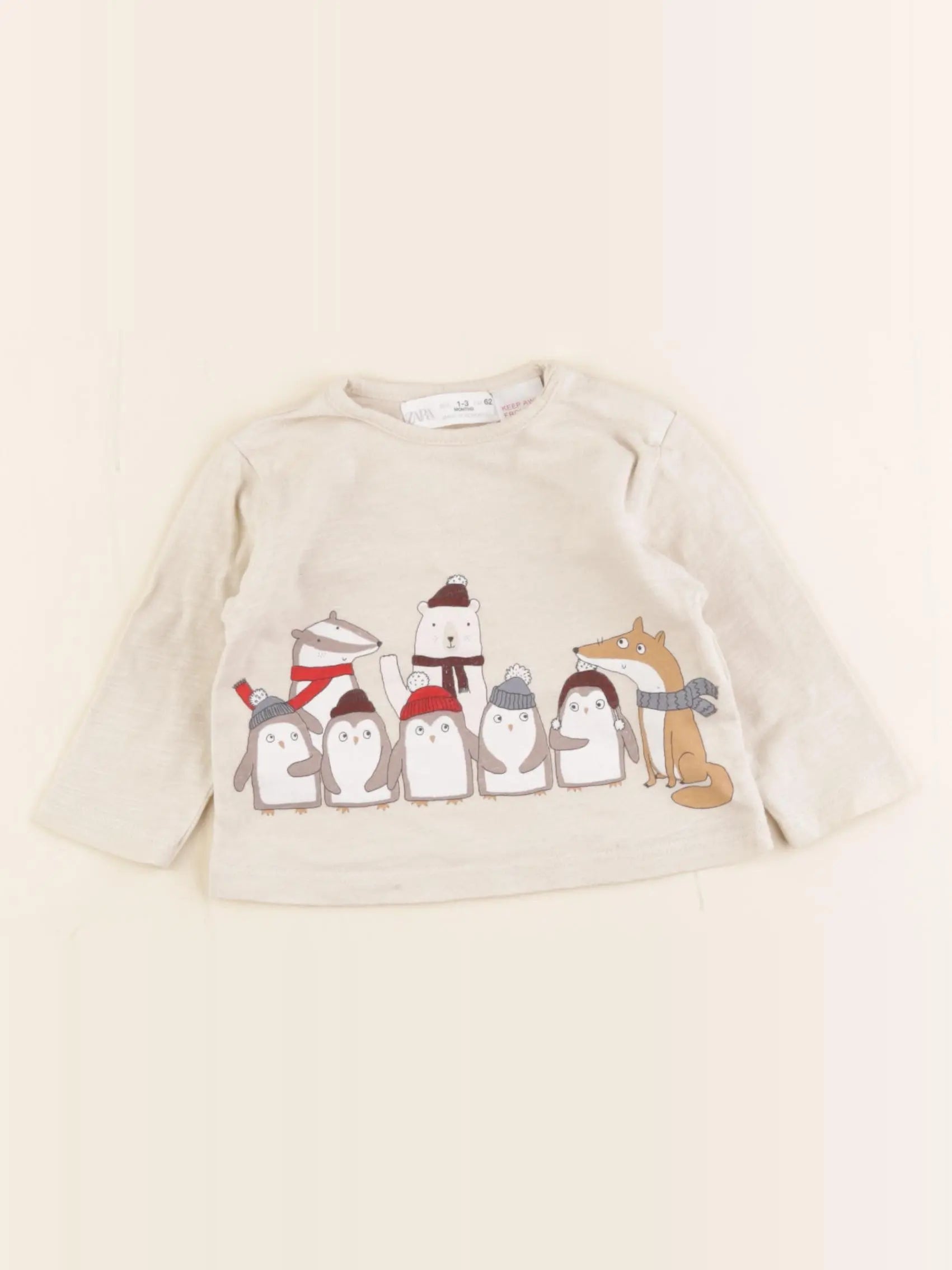 Zara - tee-shirt marron - 1/3 mois