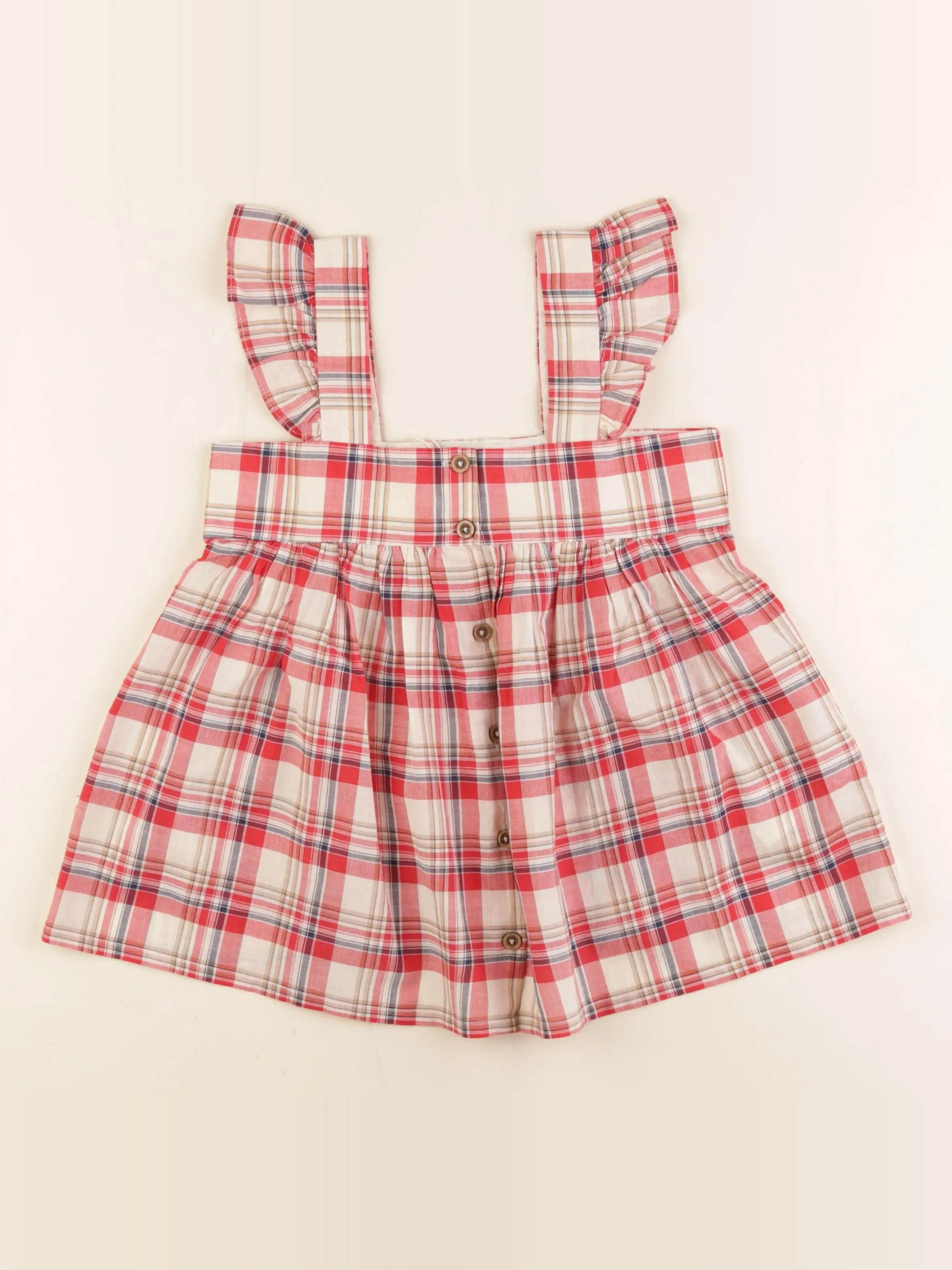 Bonton - blouse beige, rouge - 8 ans