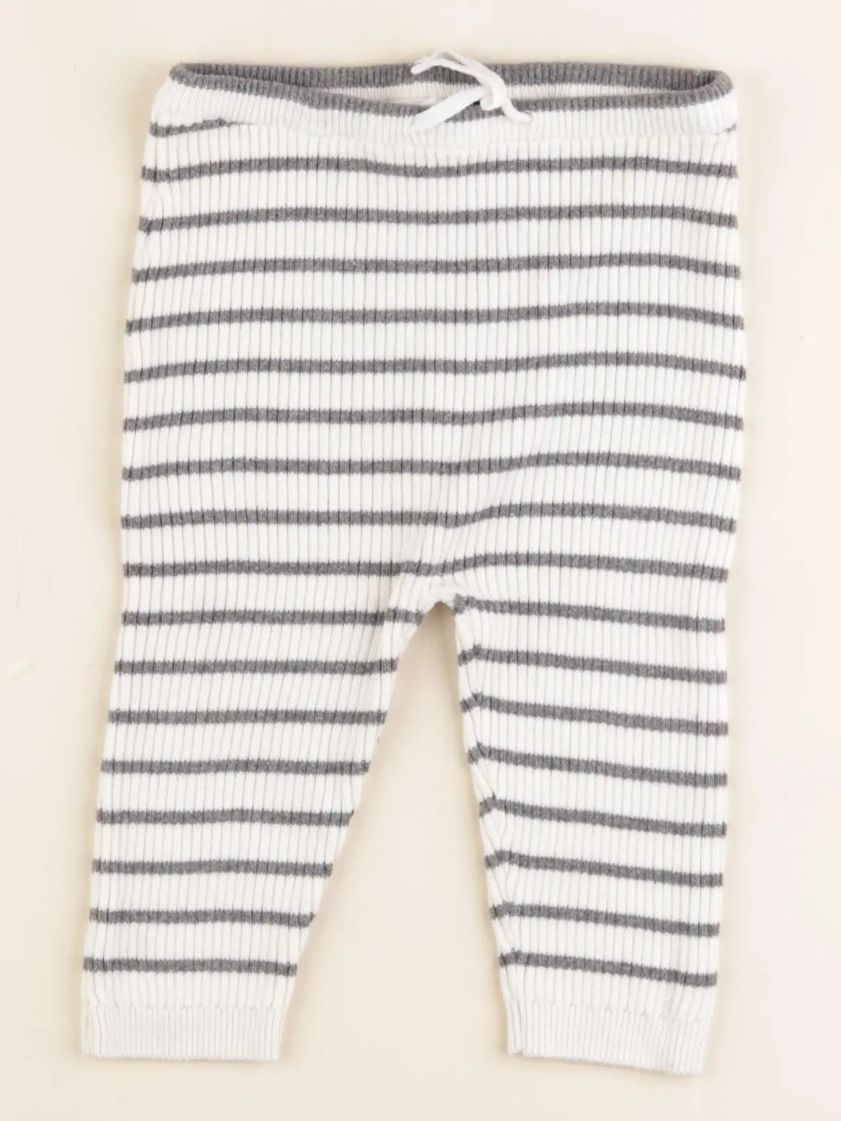 H&M - pantalon blanc, gris - 4/6 mois