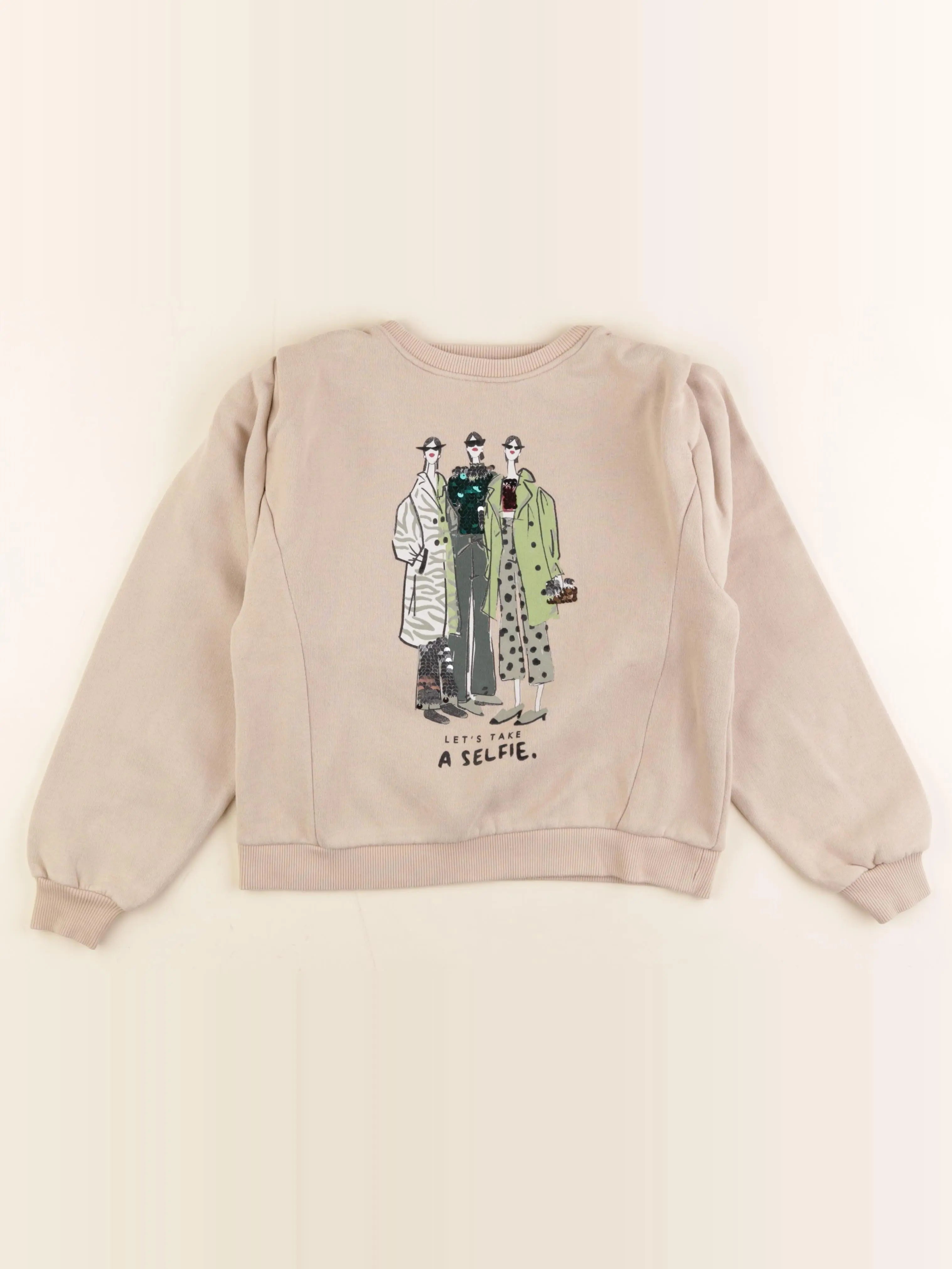 Zara - sweat marron, beige - 9 ans