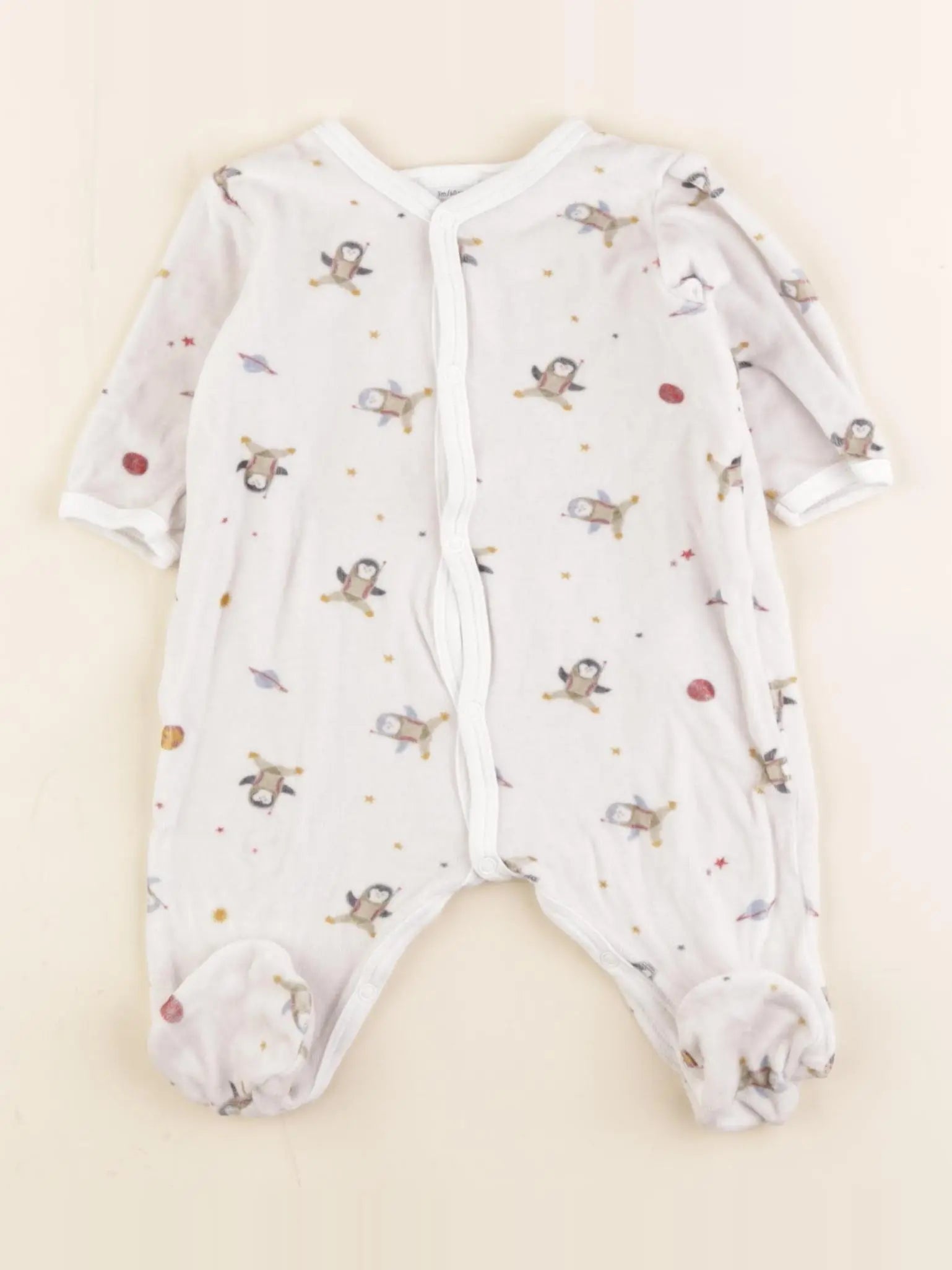 Petit Bateau - pyjama velours blanc - 3 mois