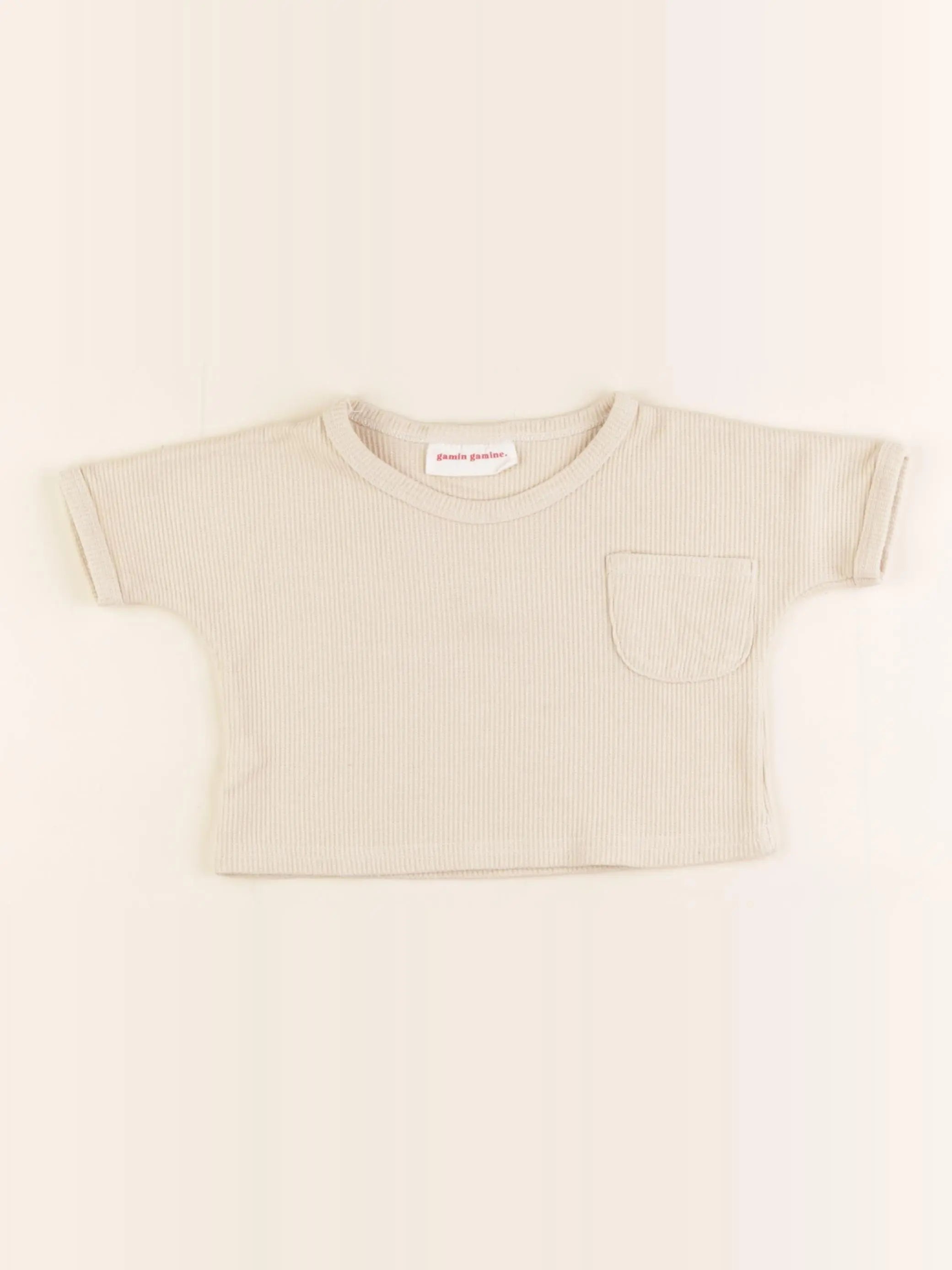 Gamin gamine - tee-shirt beige - 6/12 mois