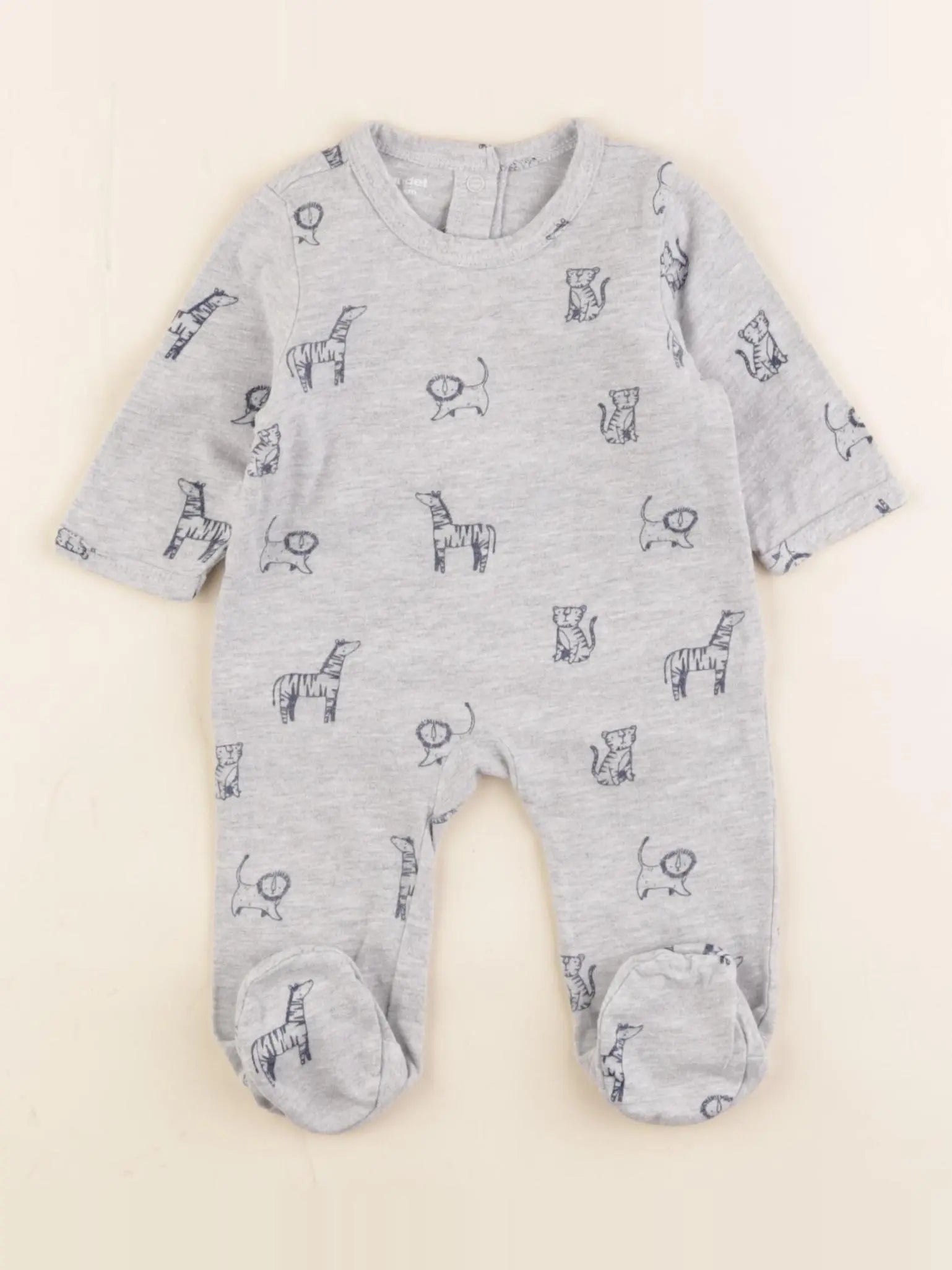 Vertbaudet - pyjama coton bleu, gris - 1 mois