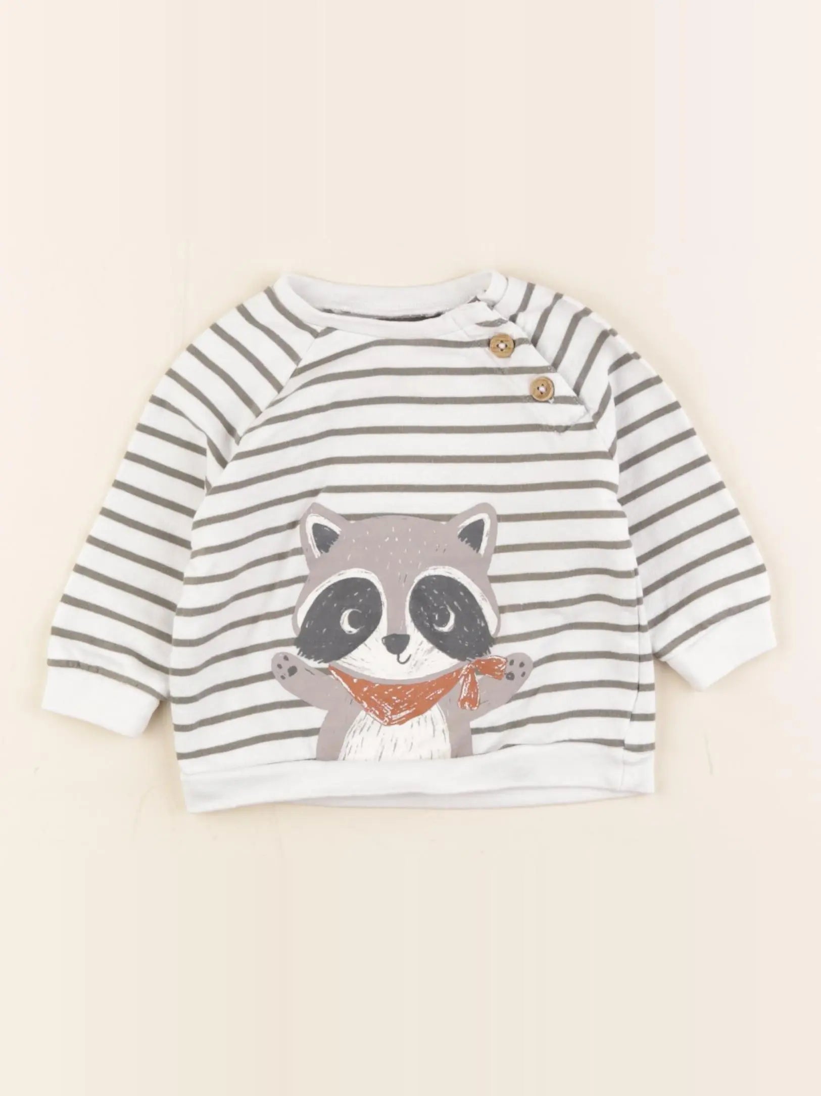 Vertbaudet - sweat blanc, vert - 6 mois