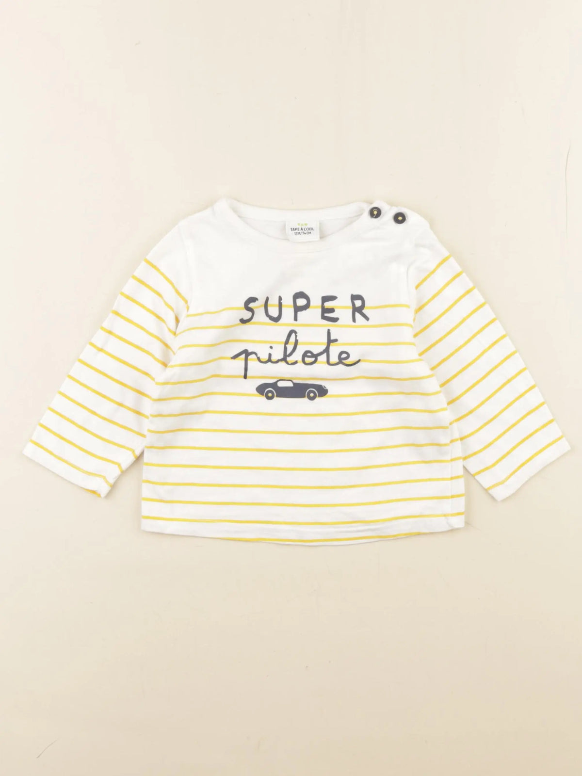 Tape à l'oeil - tee-shirt blanc, jaune - 12 mois