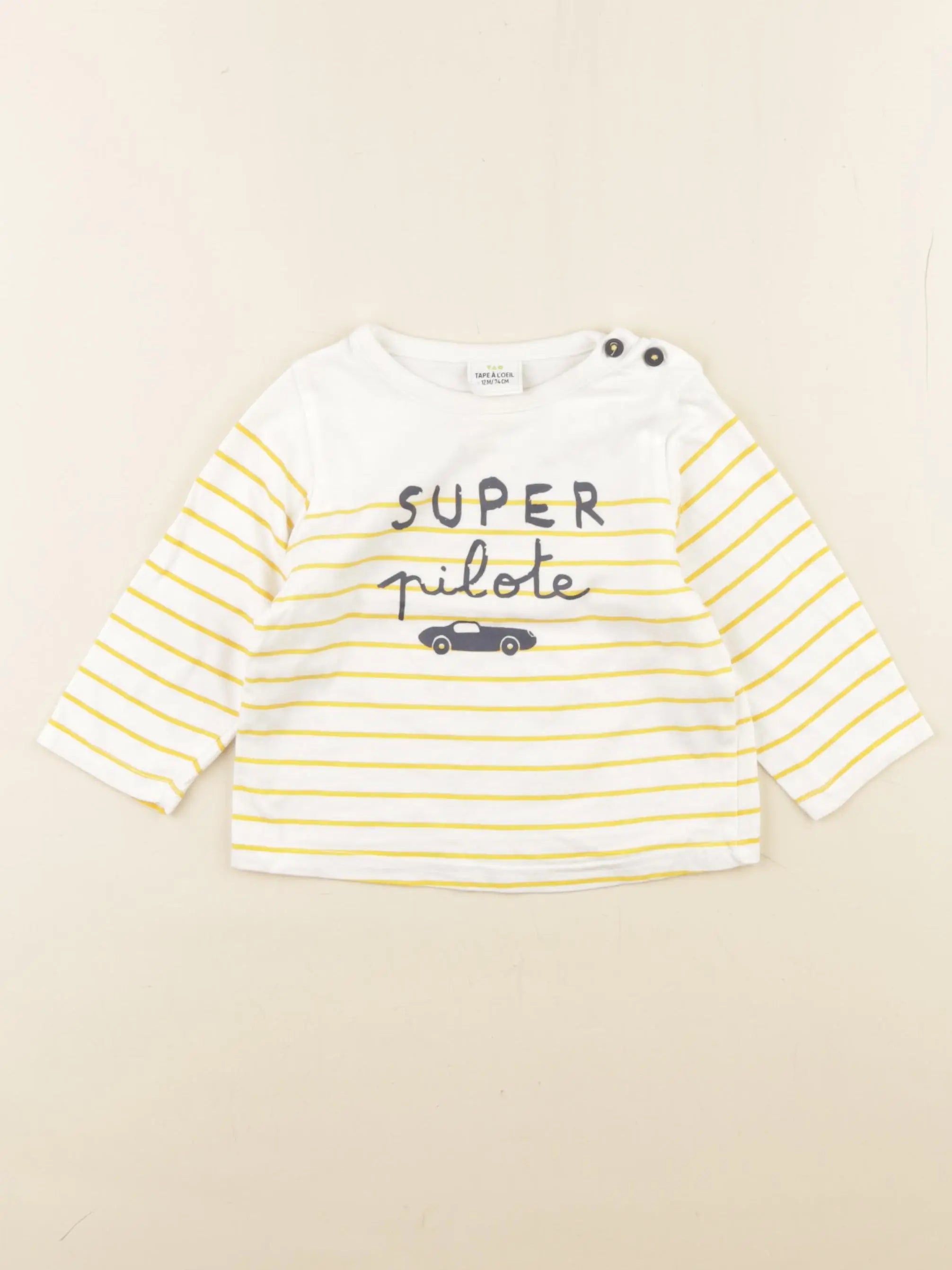 Tape à l'oeil - tee-shirt blanc, jaune - 12 mois