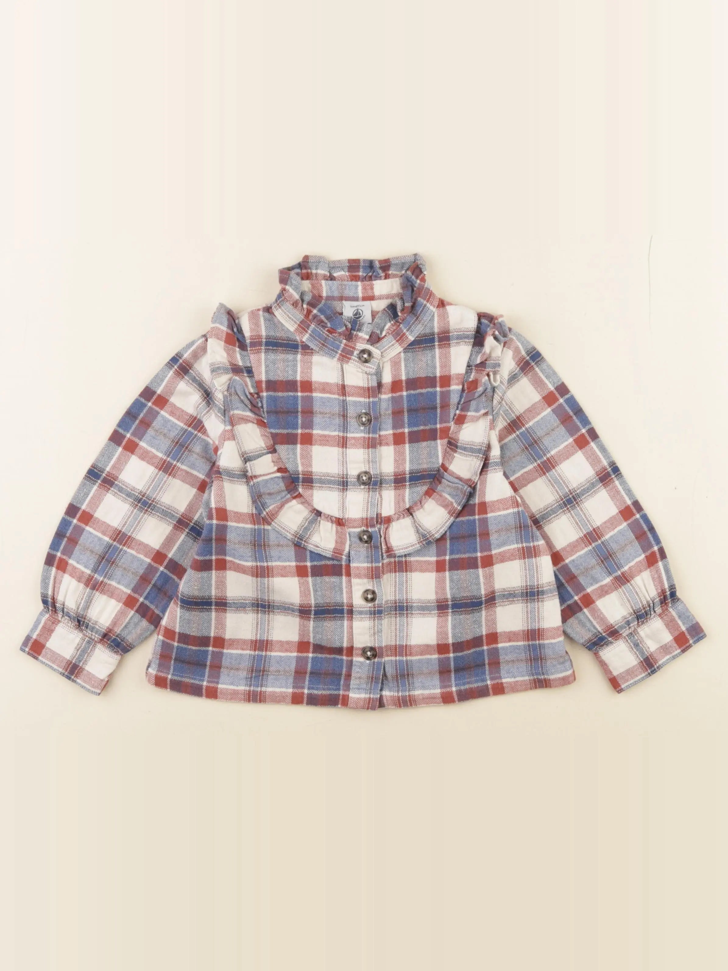 Petit Bateau - blouse bleu, marron - 3 ans