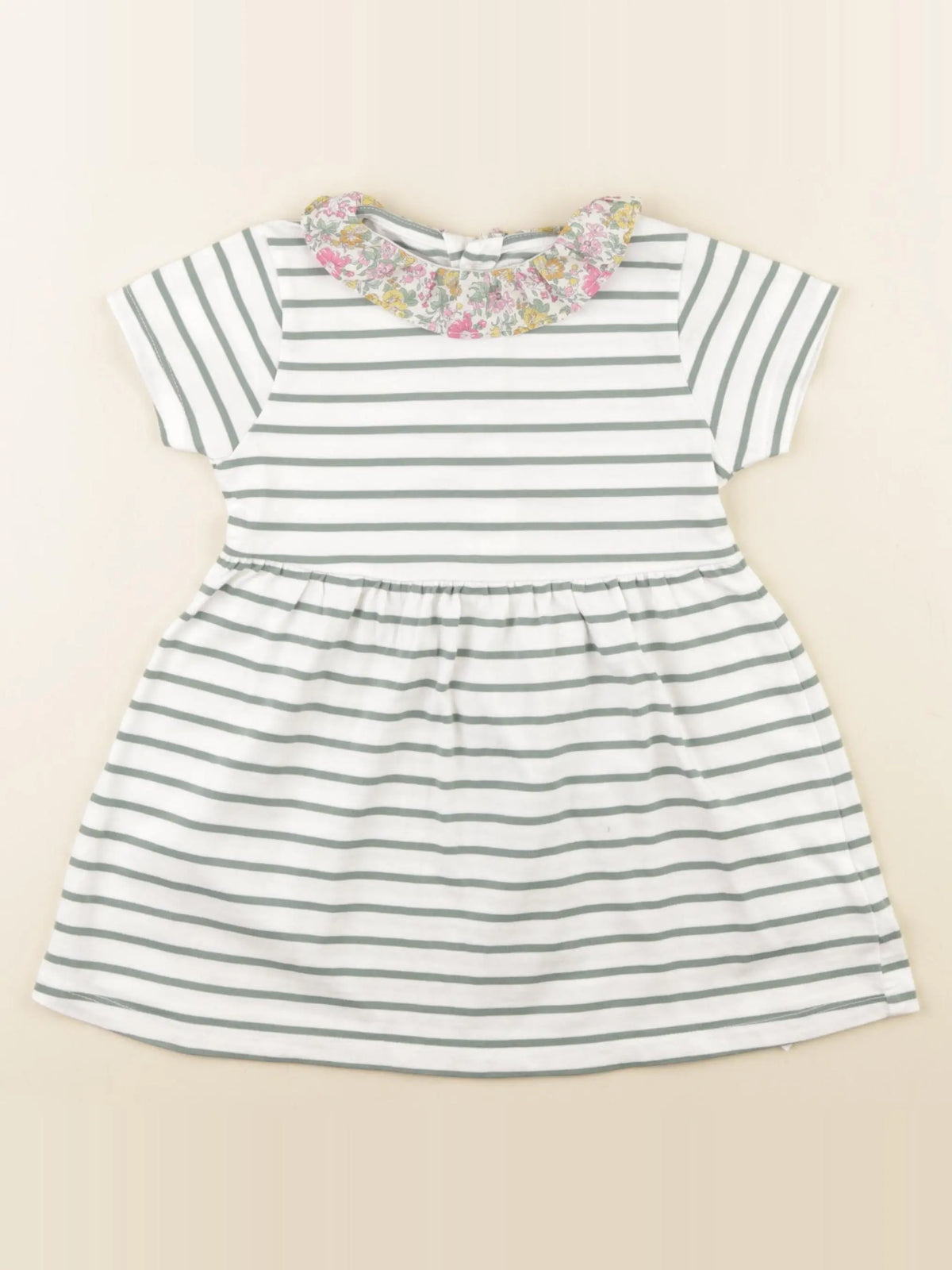 Cyrillus - robe blanc, vert - 24 mois