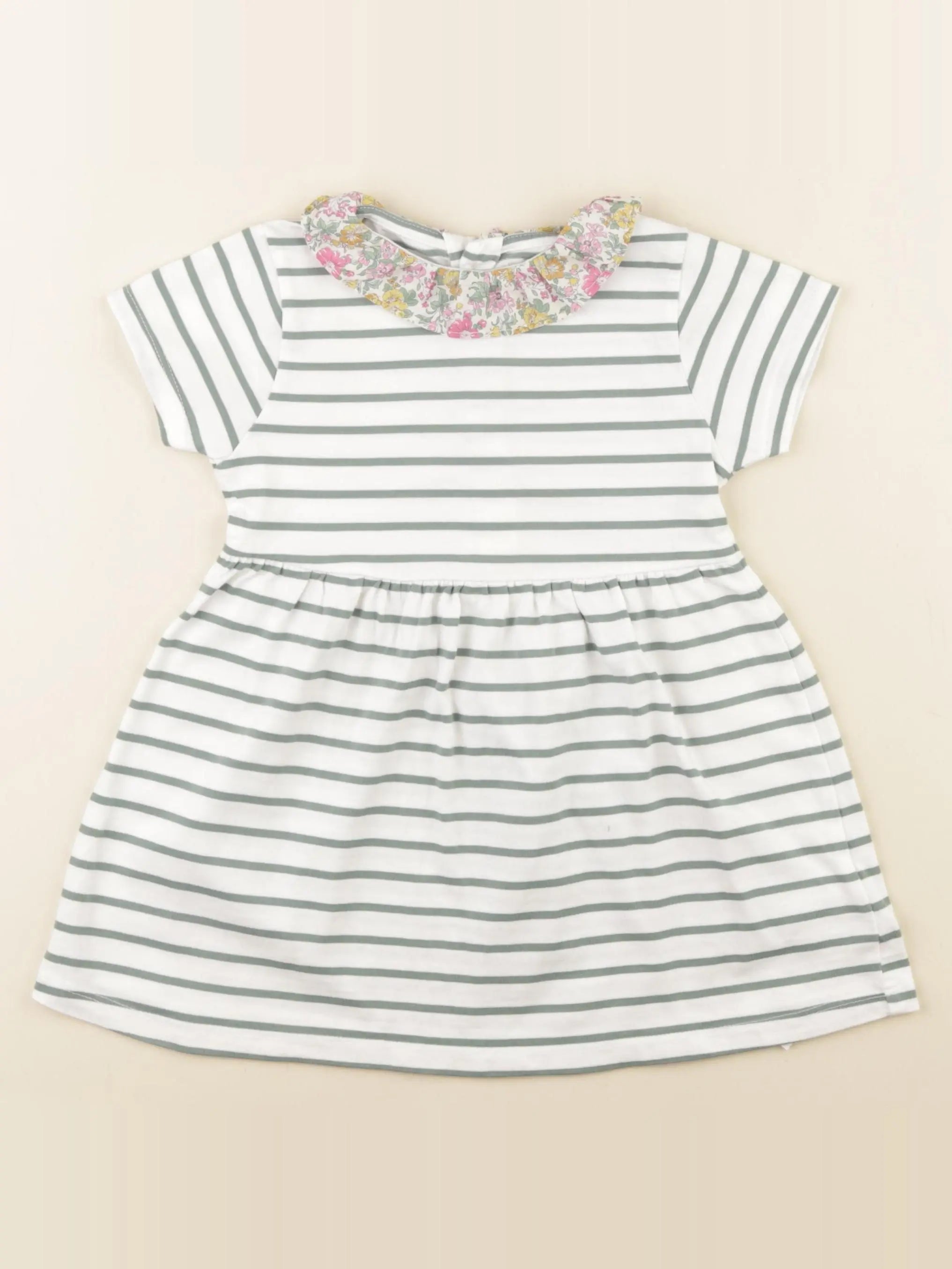 Cyrillus - robe blanc, vert - 24 mois