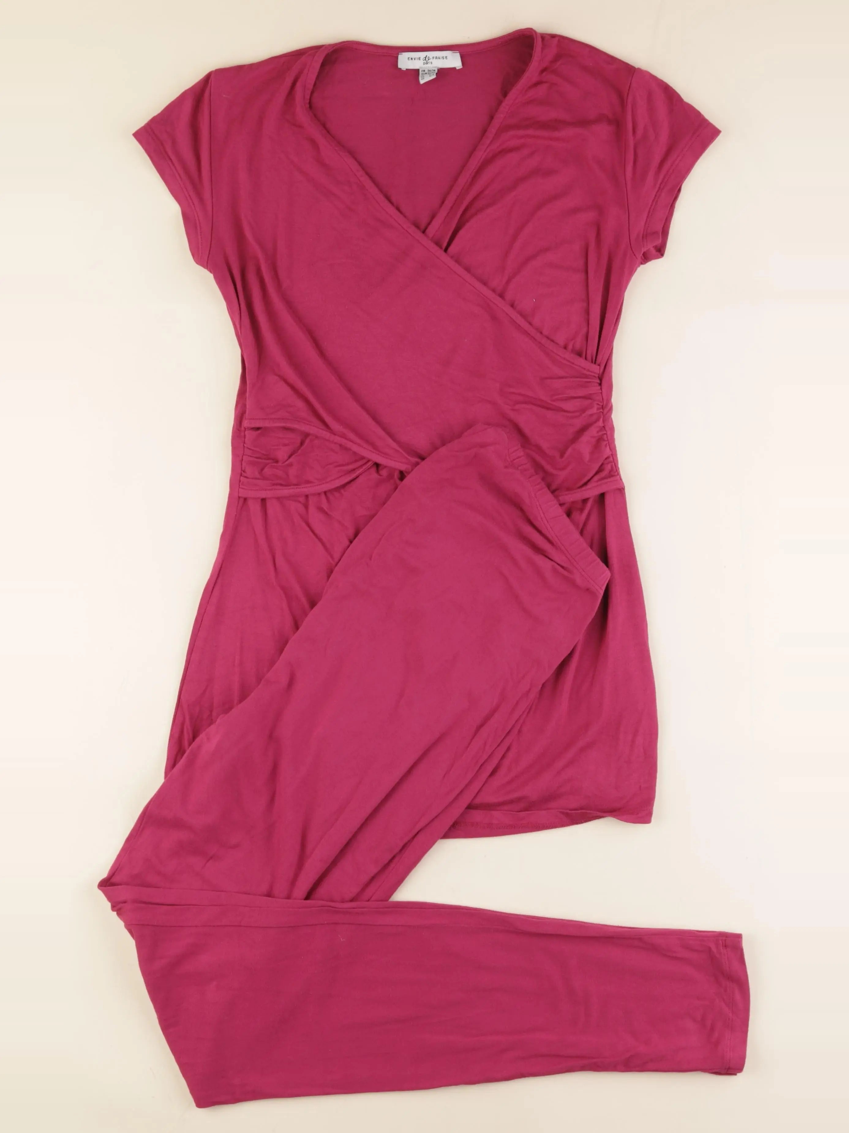 Envie de fraise - pyjama grossesse, allaitement coton rose - 34 à 36