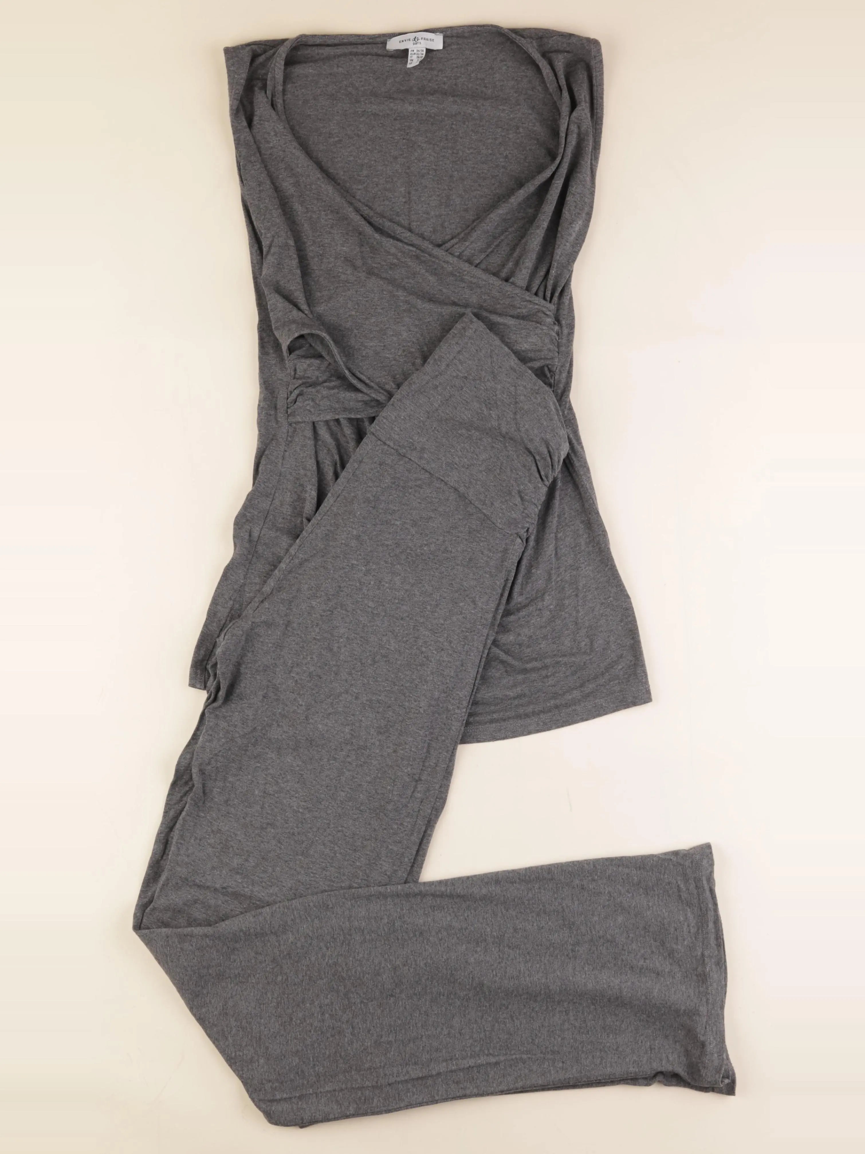 Envie de fraise - pyjama grossesse coton gris - 34 à 36