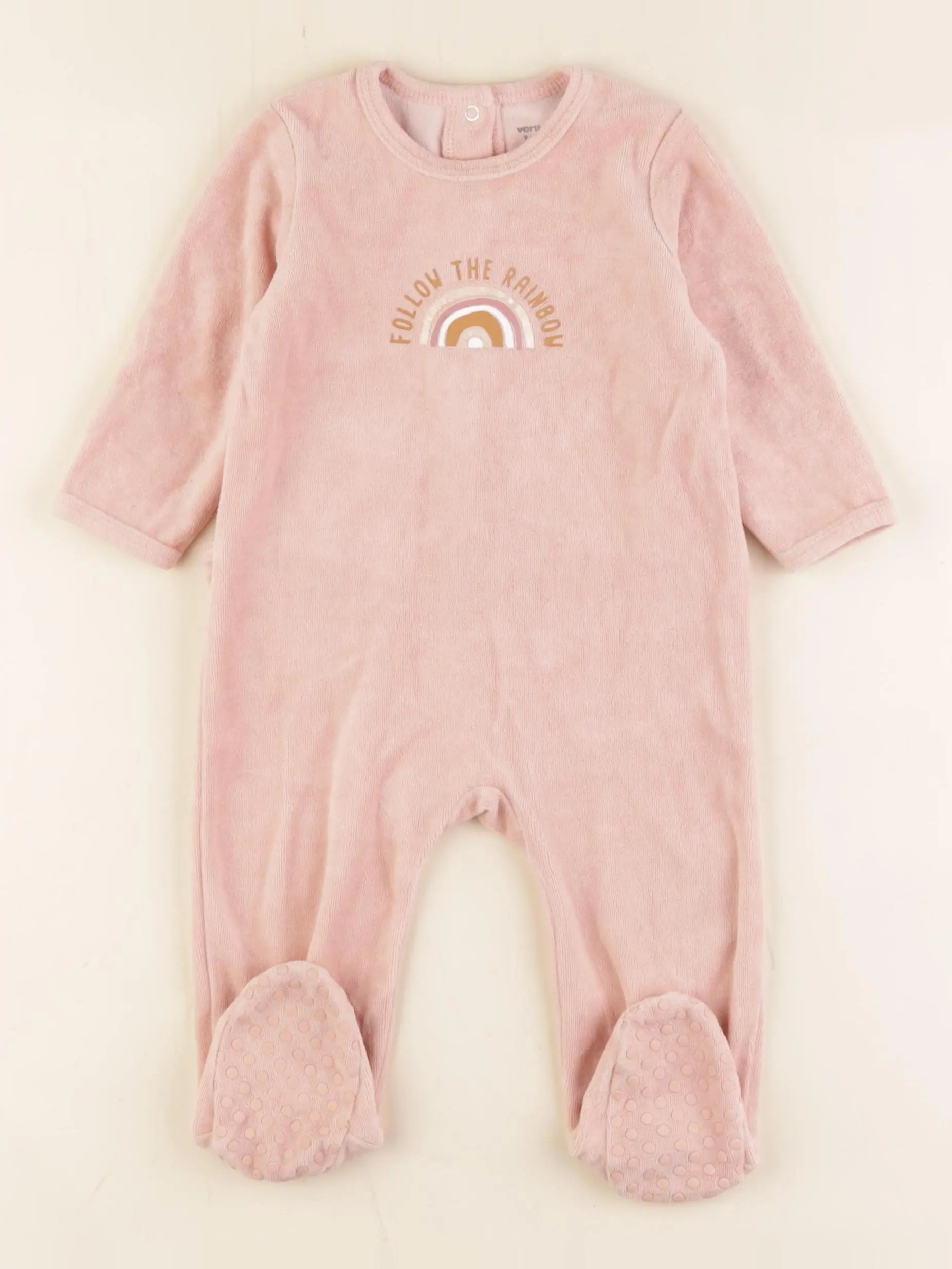 Vertbaudet - pyjama velours rose - 9 mois