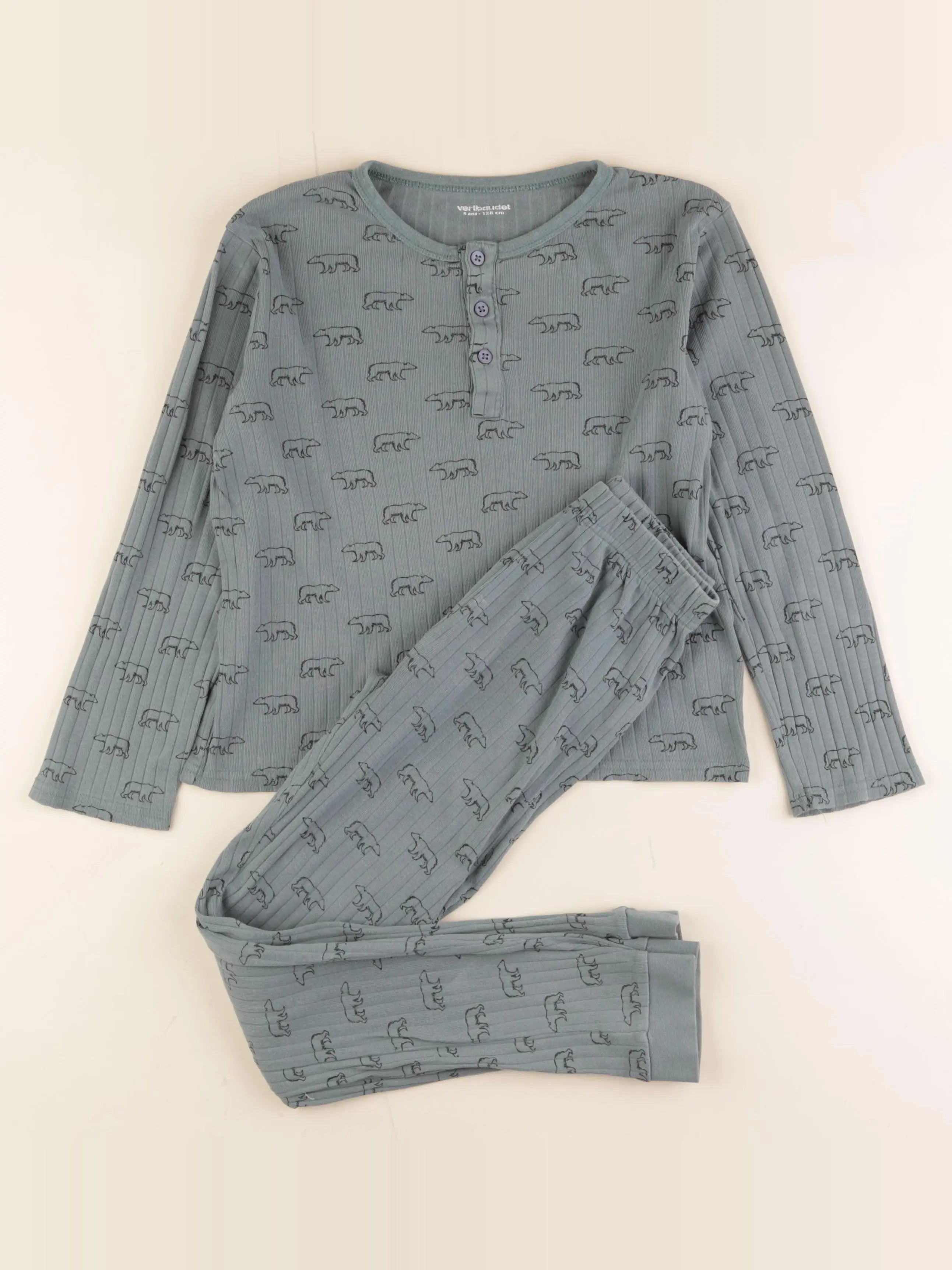 Vertbaudet - pyjama coton vert - 8 ans