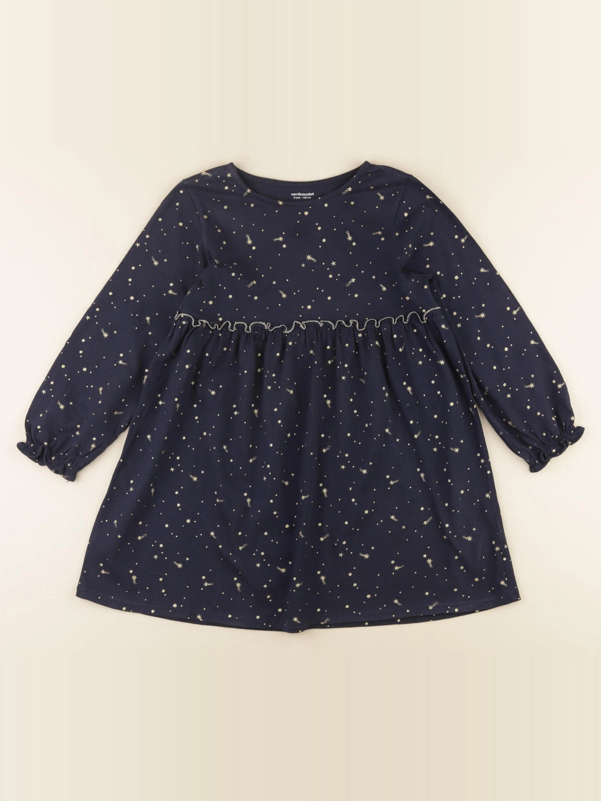 Vertbaudet - robe bleu, or - 8 ans