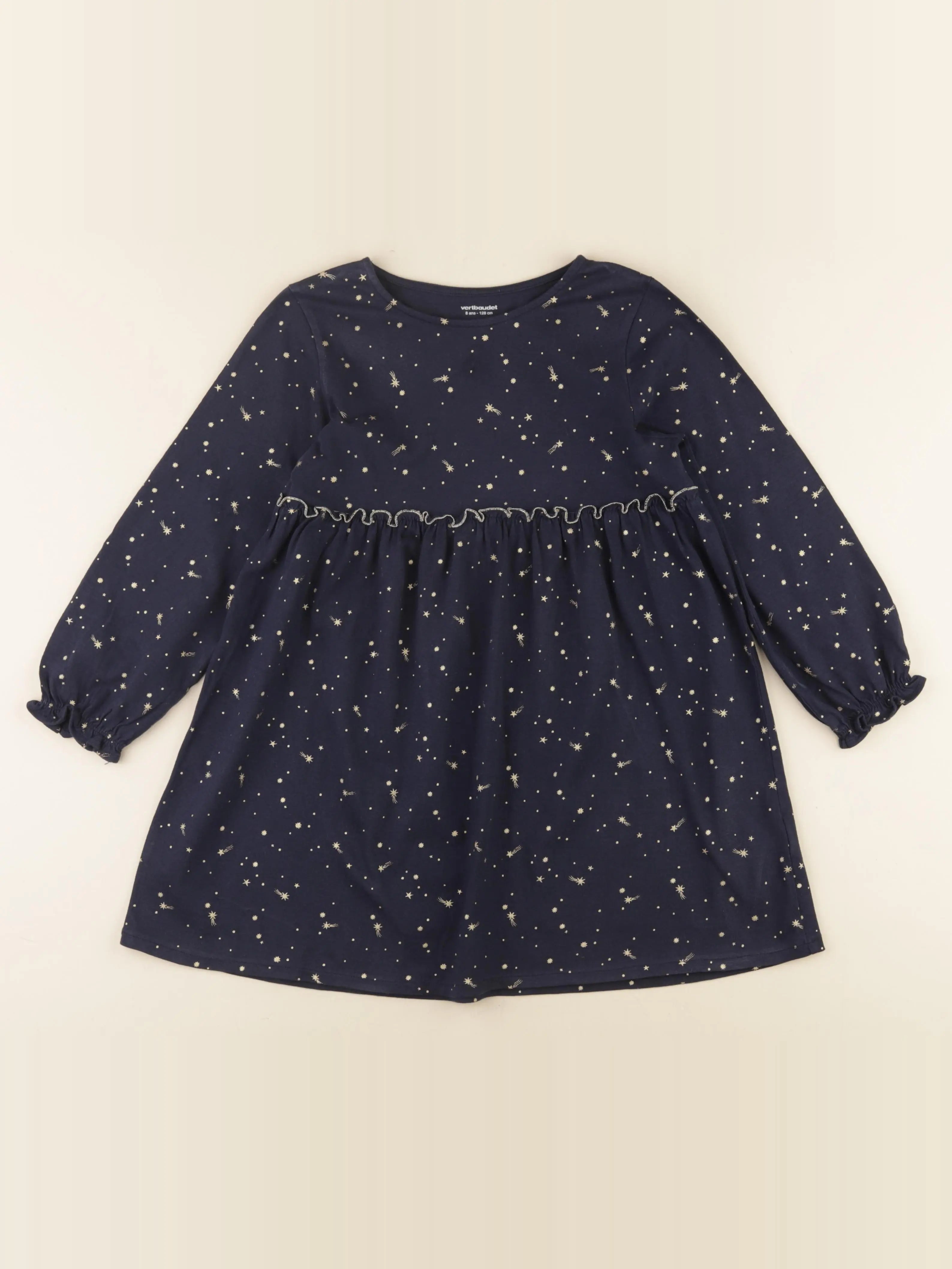 Vertbaudet - robe bleu, or - 8 ans