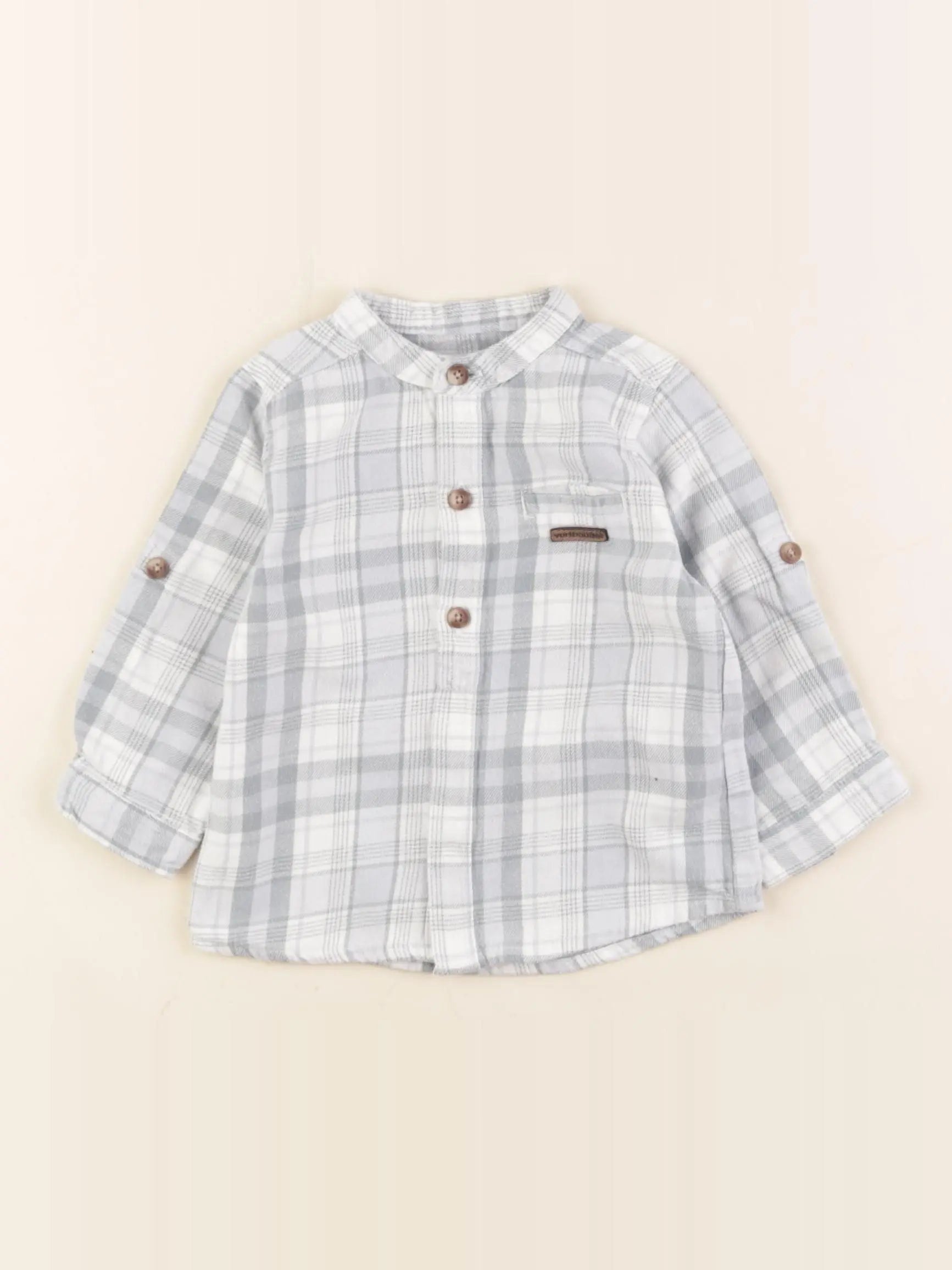 Vertbaudet - chemise blanc, bleu - 9 mois