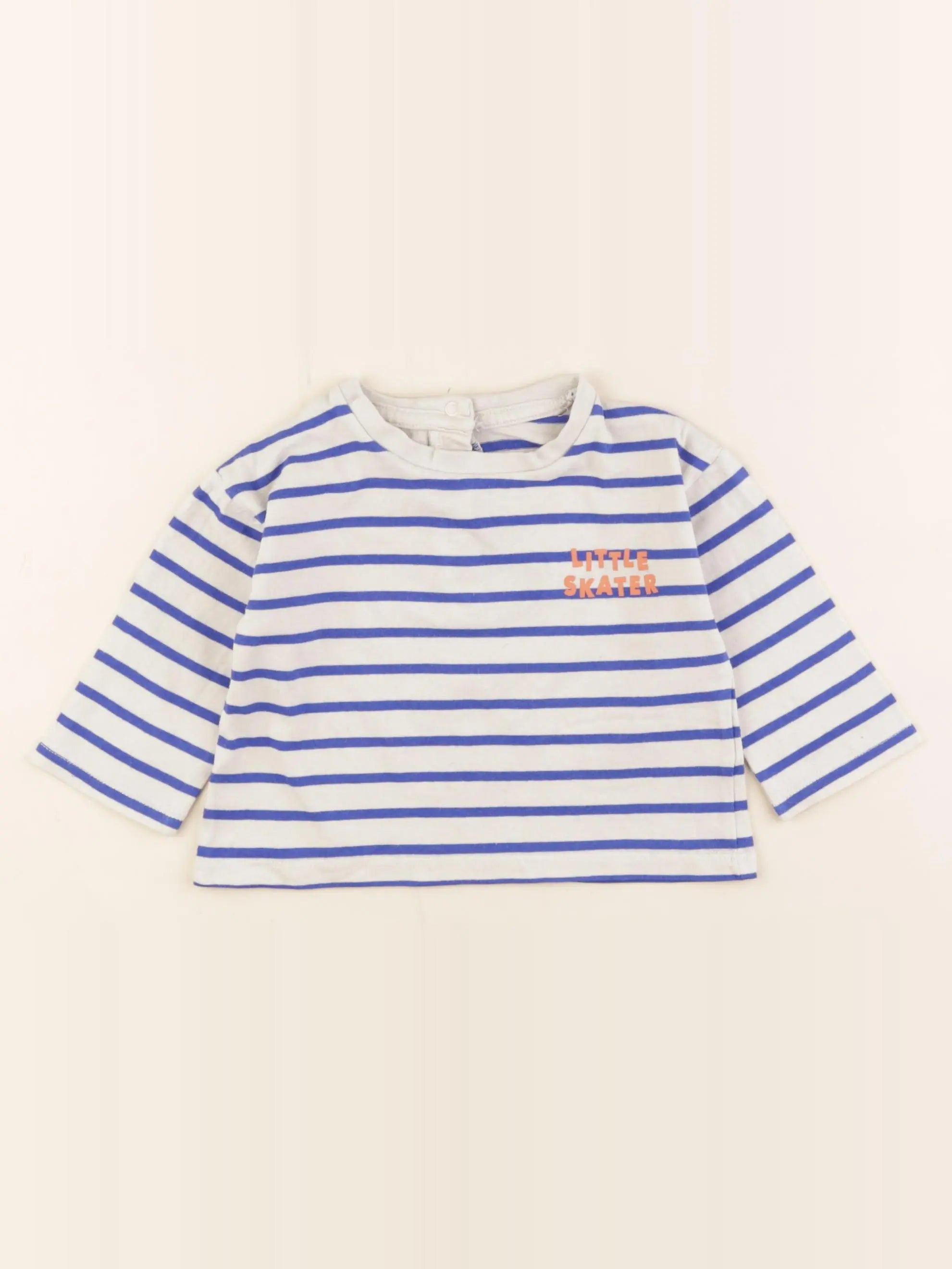 Vertbaudet - tee-shirt blanc, bleu - 9 mois