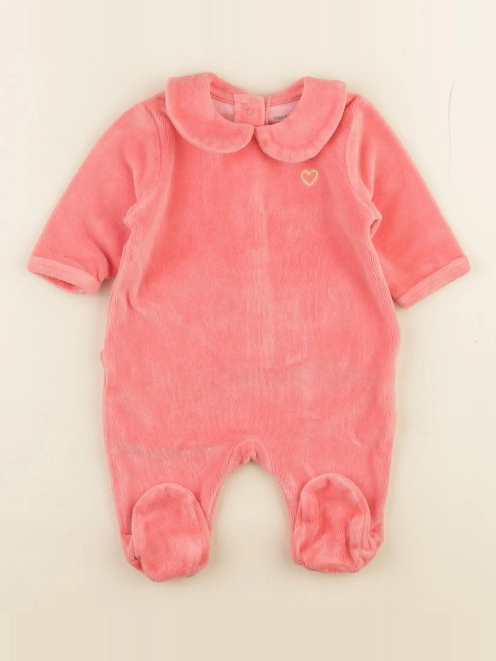 Vertbaudet - pyjama velours rose - 1 mois