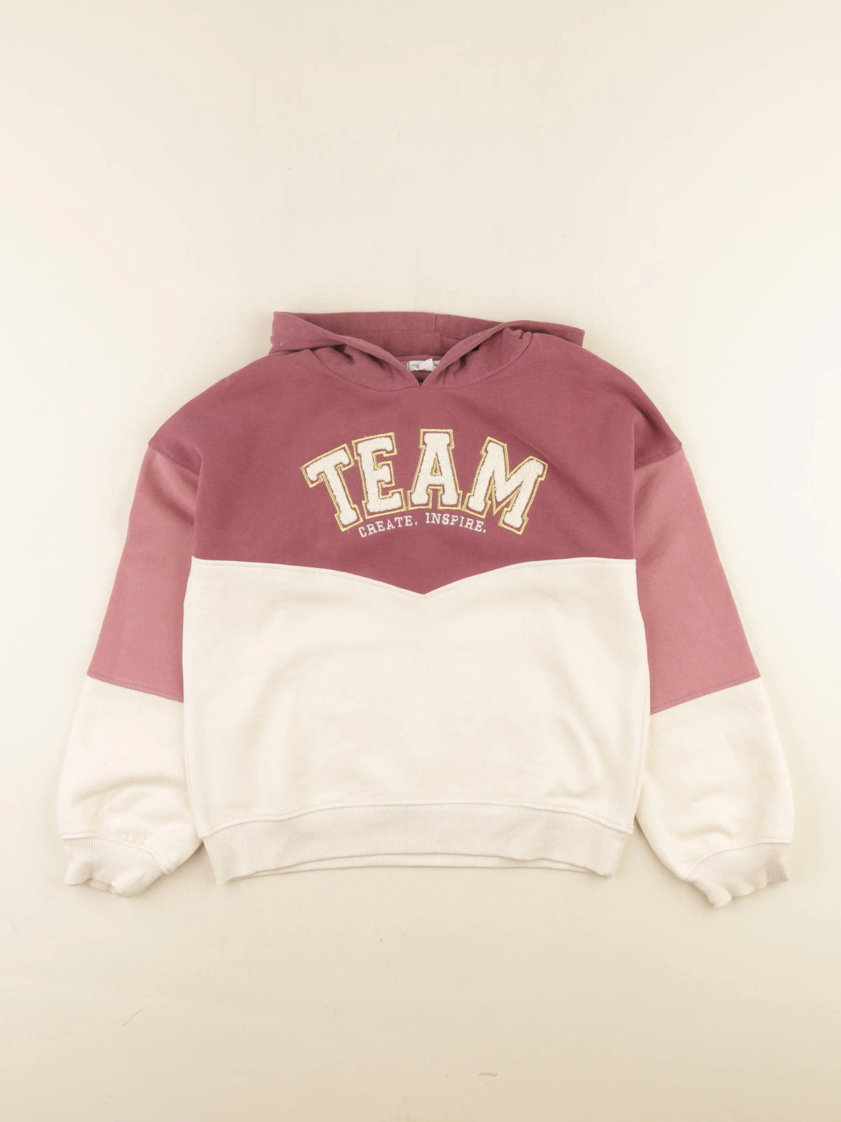 Vertbaudet - sweat rose, beige - 10 ans