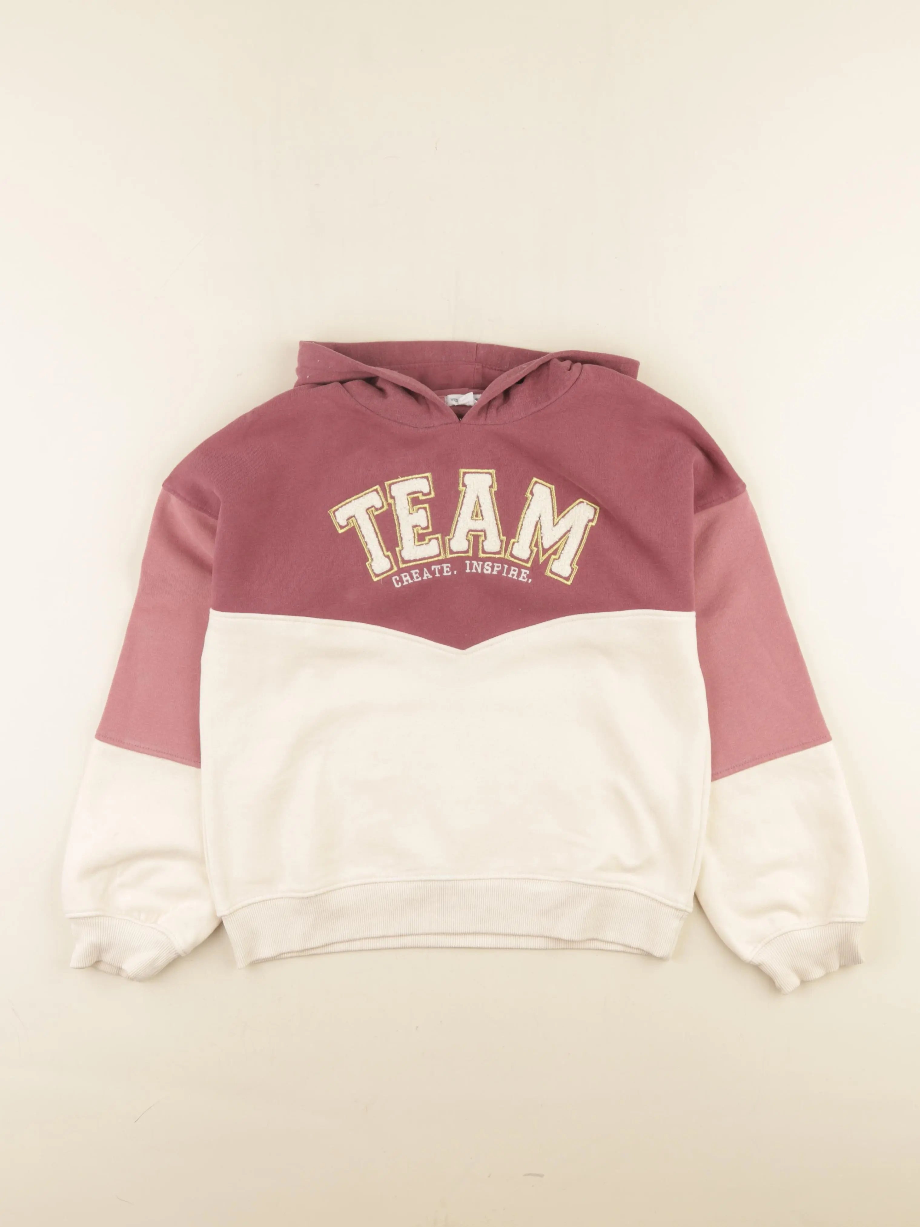 Vertbaudet - sweat rose, beige - 10 ans