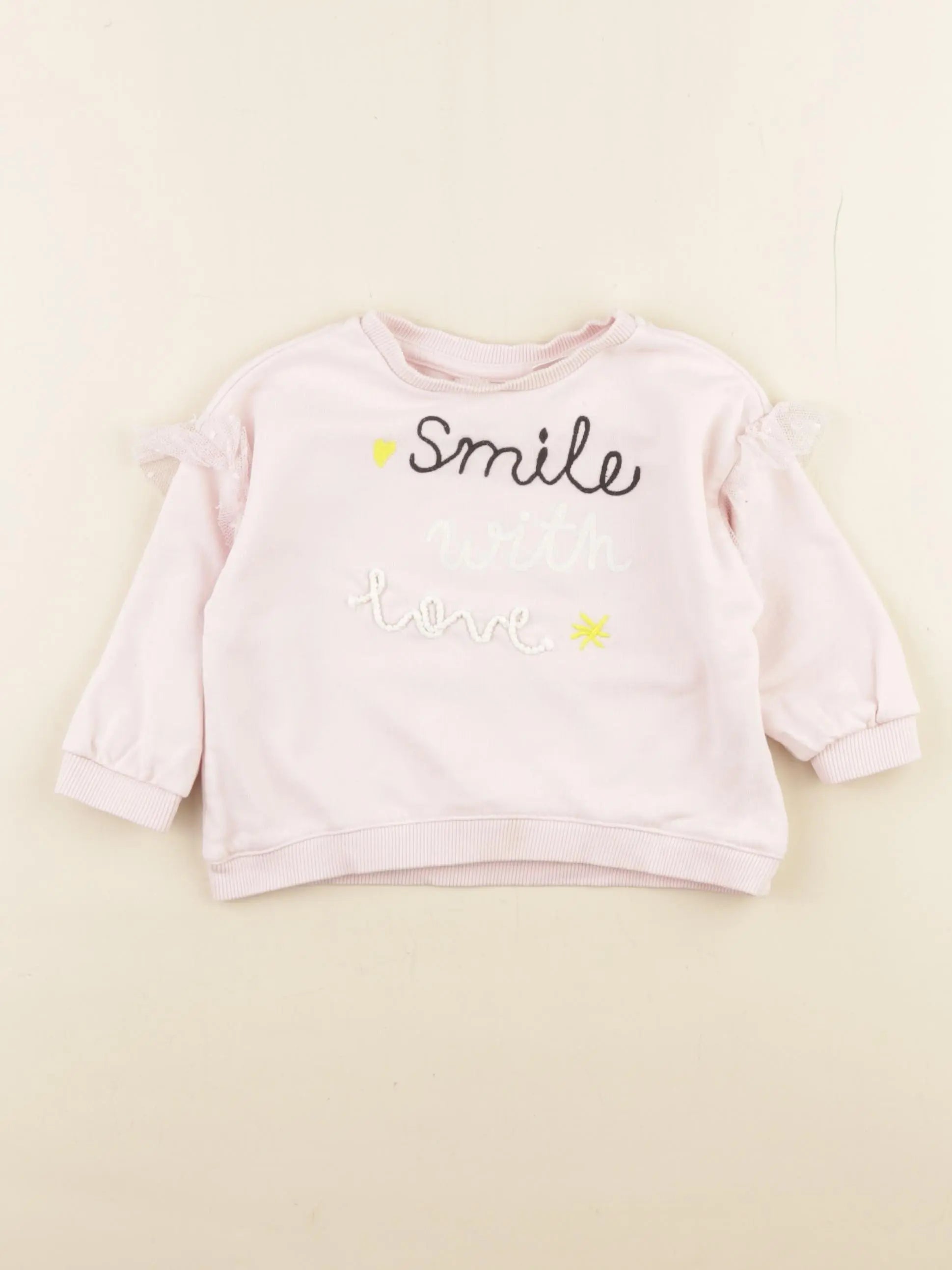 Zara - sweat rose - 6/9 mois