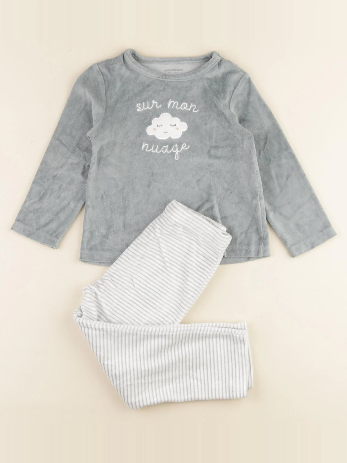 Vertbaudet - pyjama velours vert - 4 ans