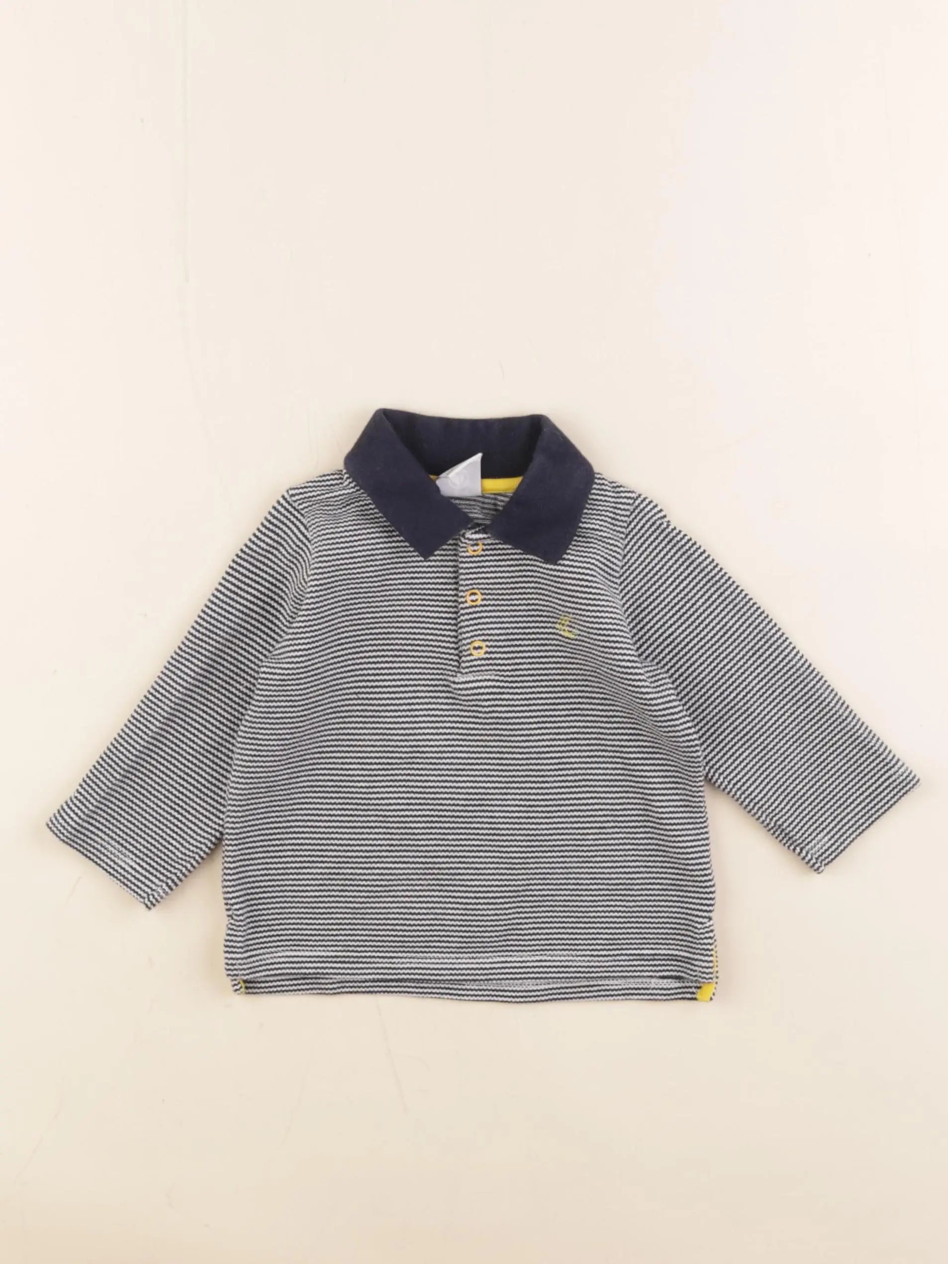 Petit Bateau - polo bleu, blanc - 6 mois