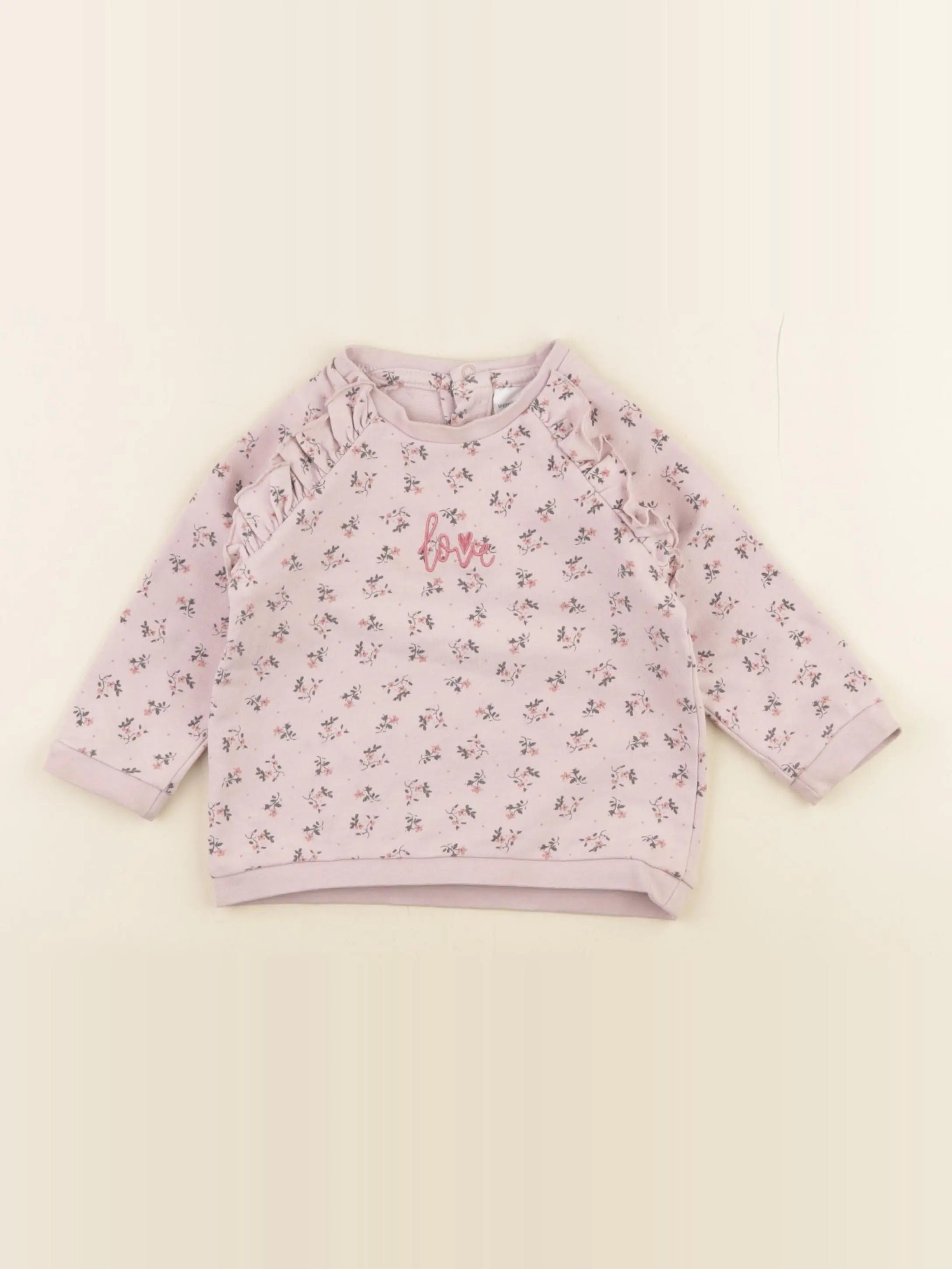 Vertbaudet - sweat rose - 12 mois