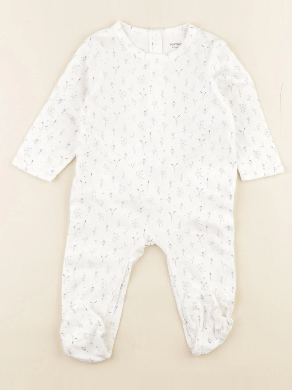 Vertbaudet - pyjama coton blanc - 6 mois