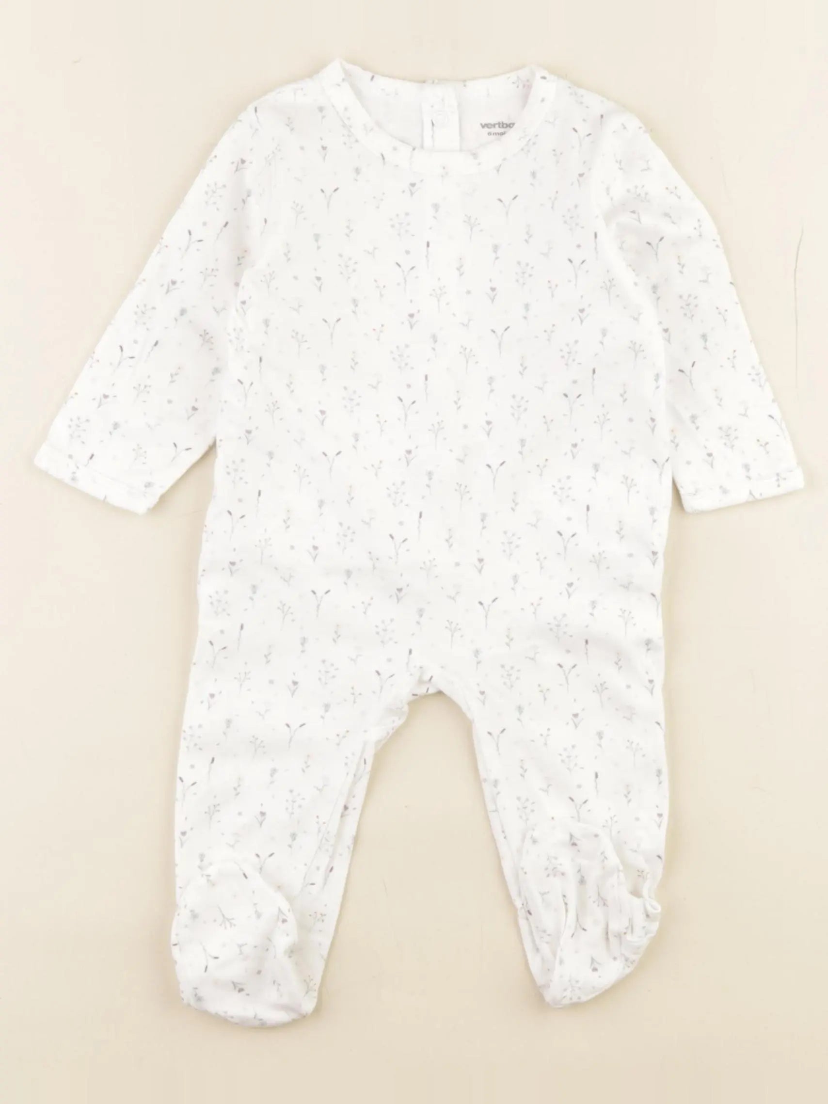 Vertbaudet - pyjama coton blanc - 6 mois