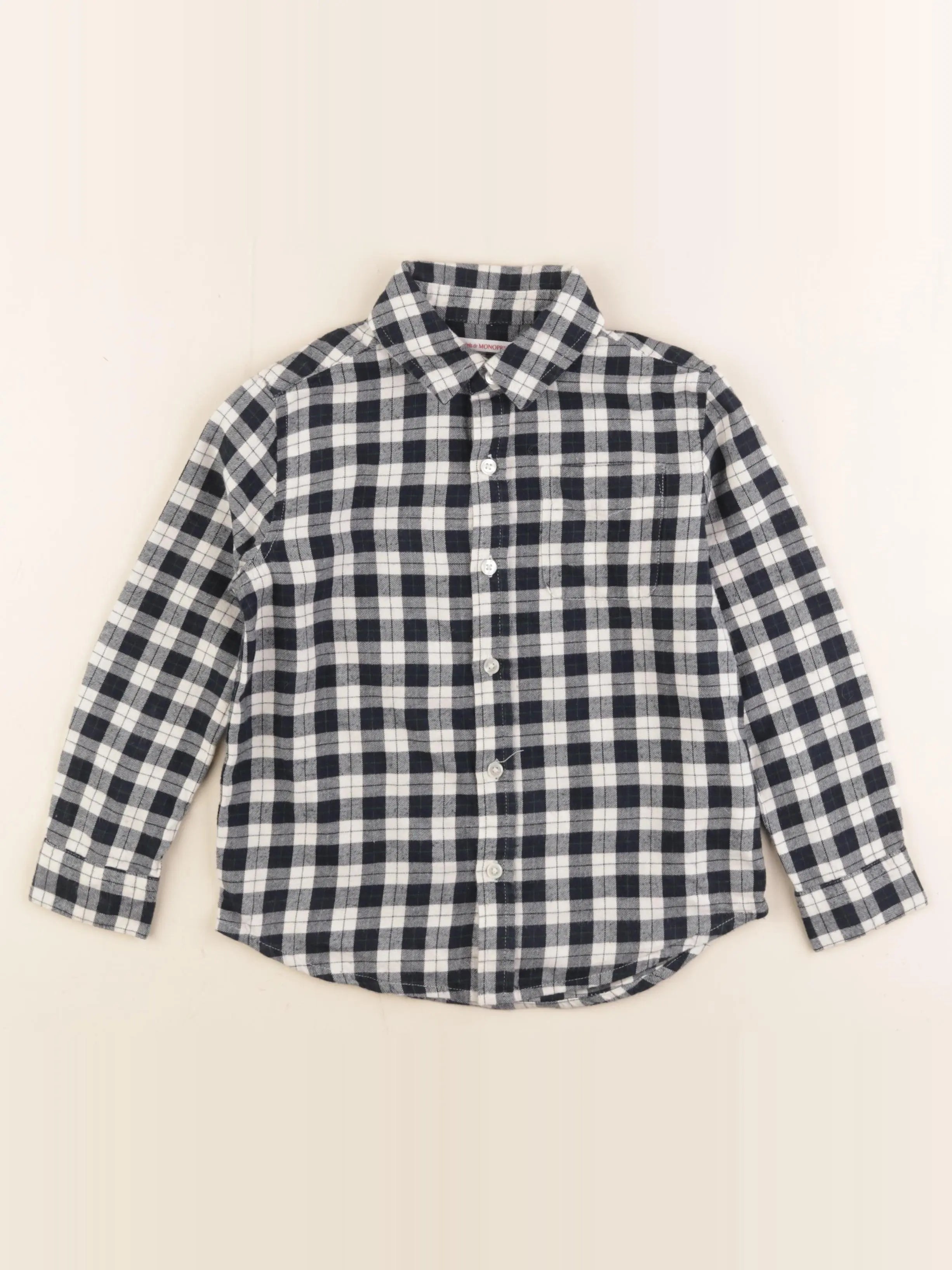 Monoprix - chemise bleu, blanc - 5 ans