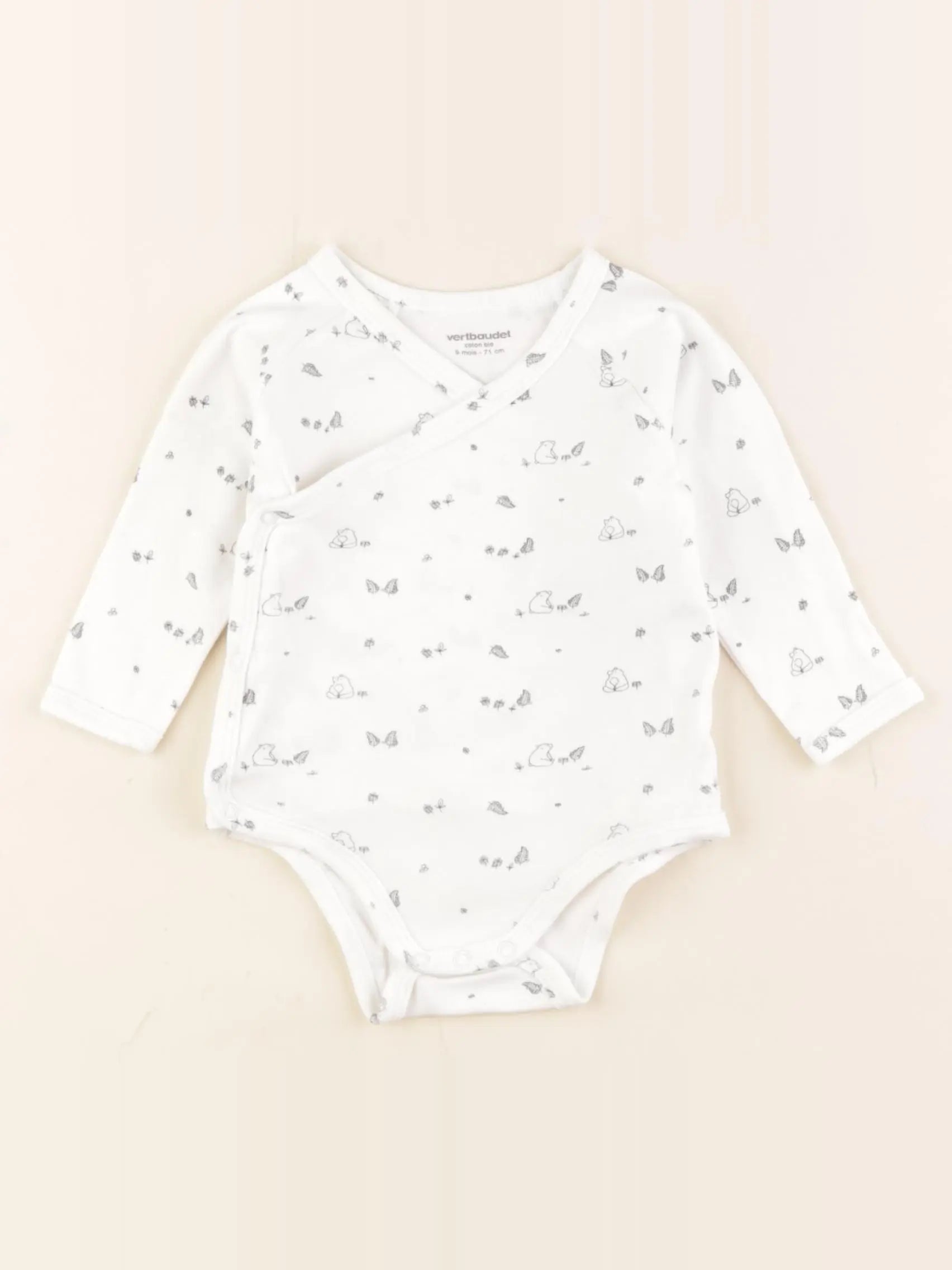 Vertbaudet - body bleu, blanc - 9 mois