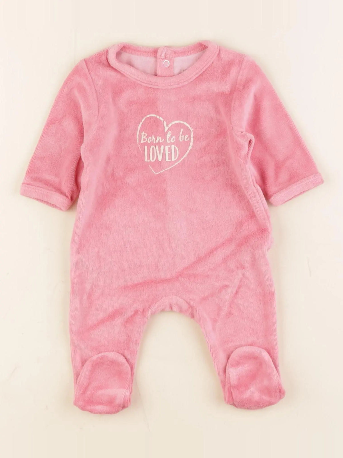 Vertbaudet - pyjama velours rose - 1 mois