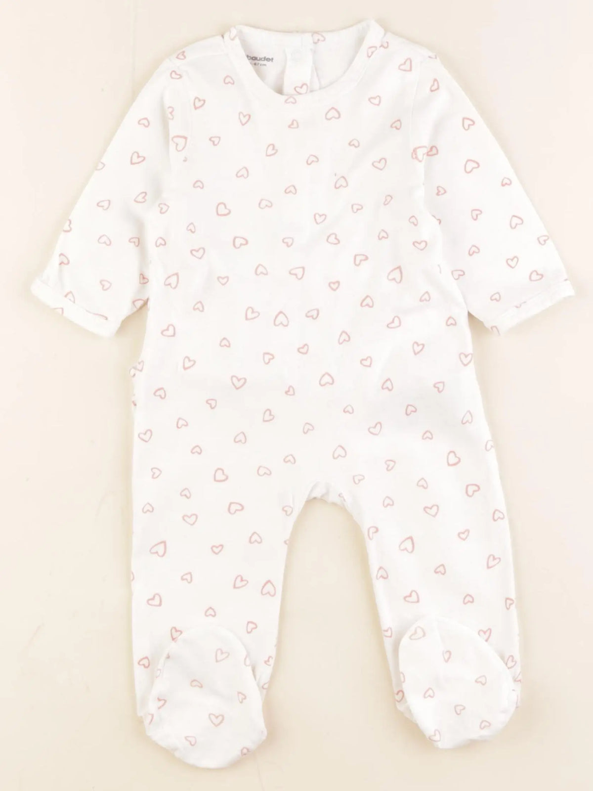 Vertbaudet - pyjama coton blanc, rose - 6 mois