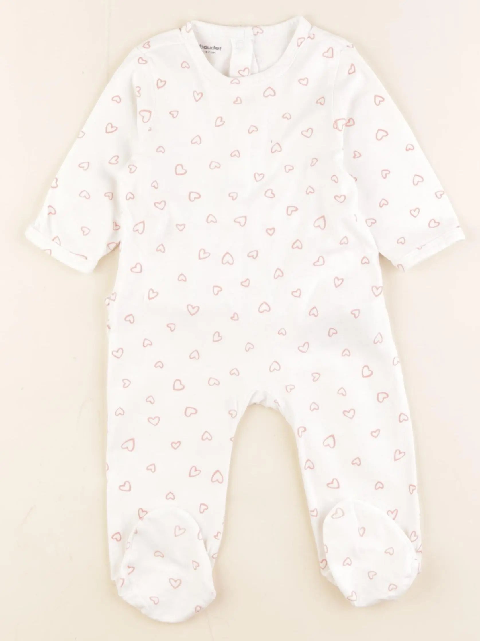 Vertbaudet - pyjama coton blanc, rose - 6 mois