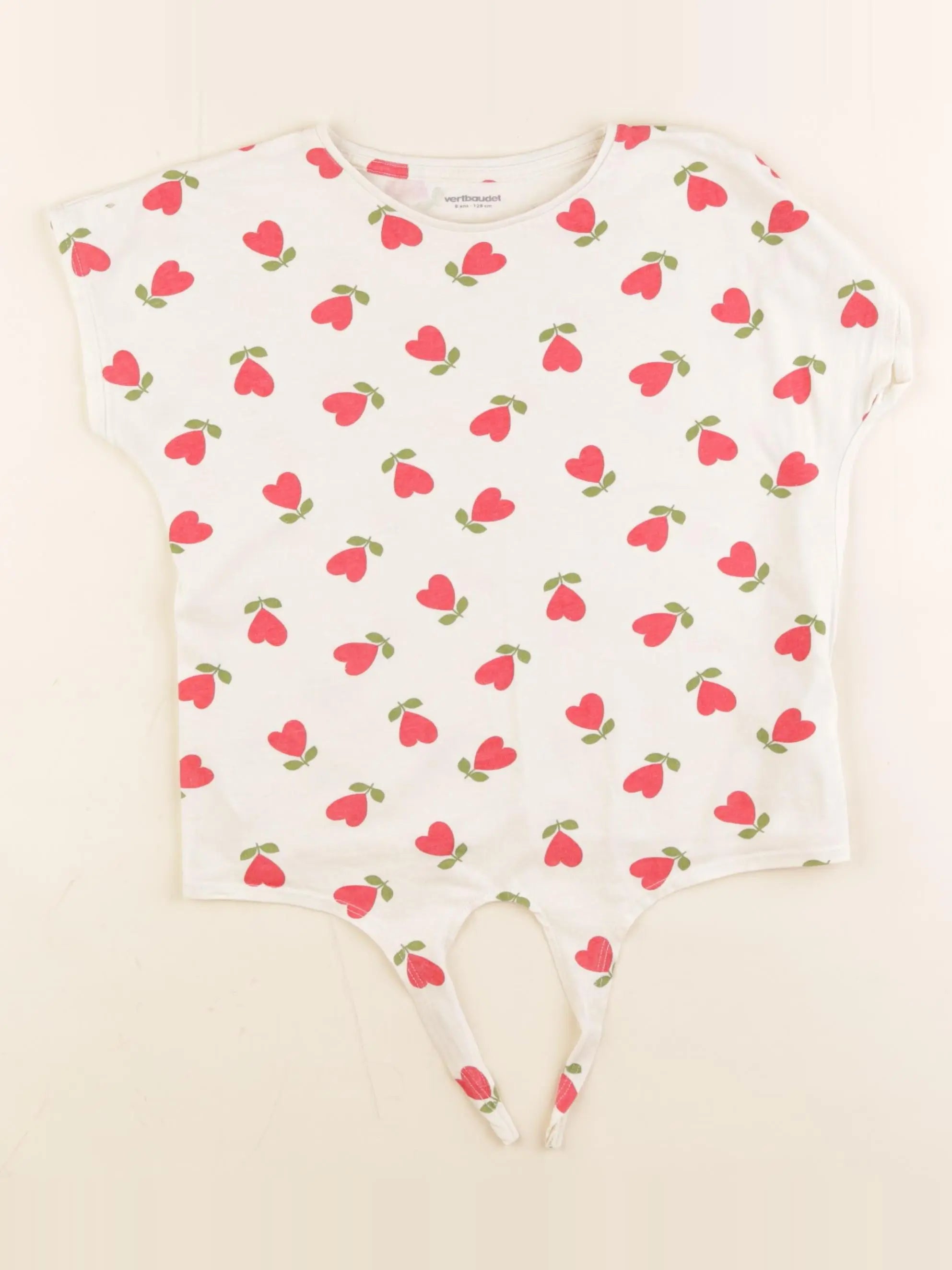 Vertbaudet - tee-shirt beige, rouge - 8 ans