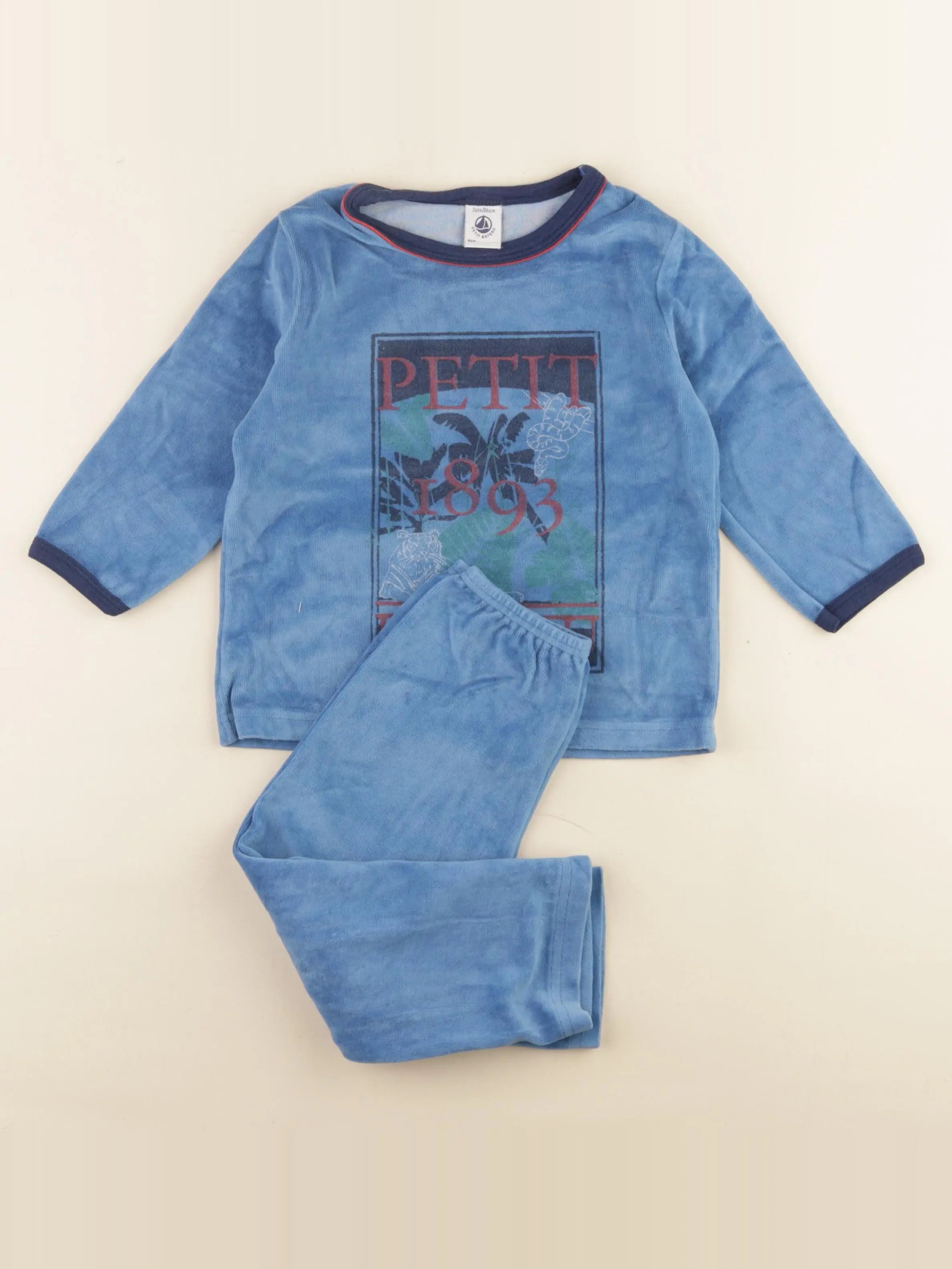 Petit Bateau - pyjama velours bleu - 2 ans