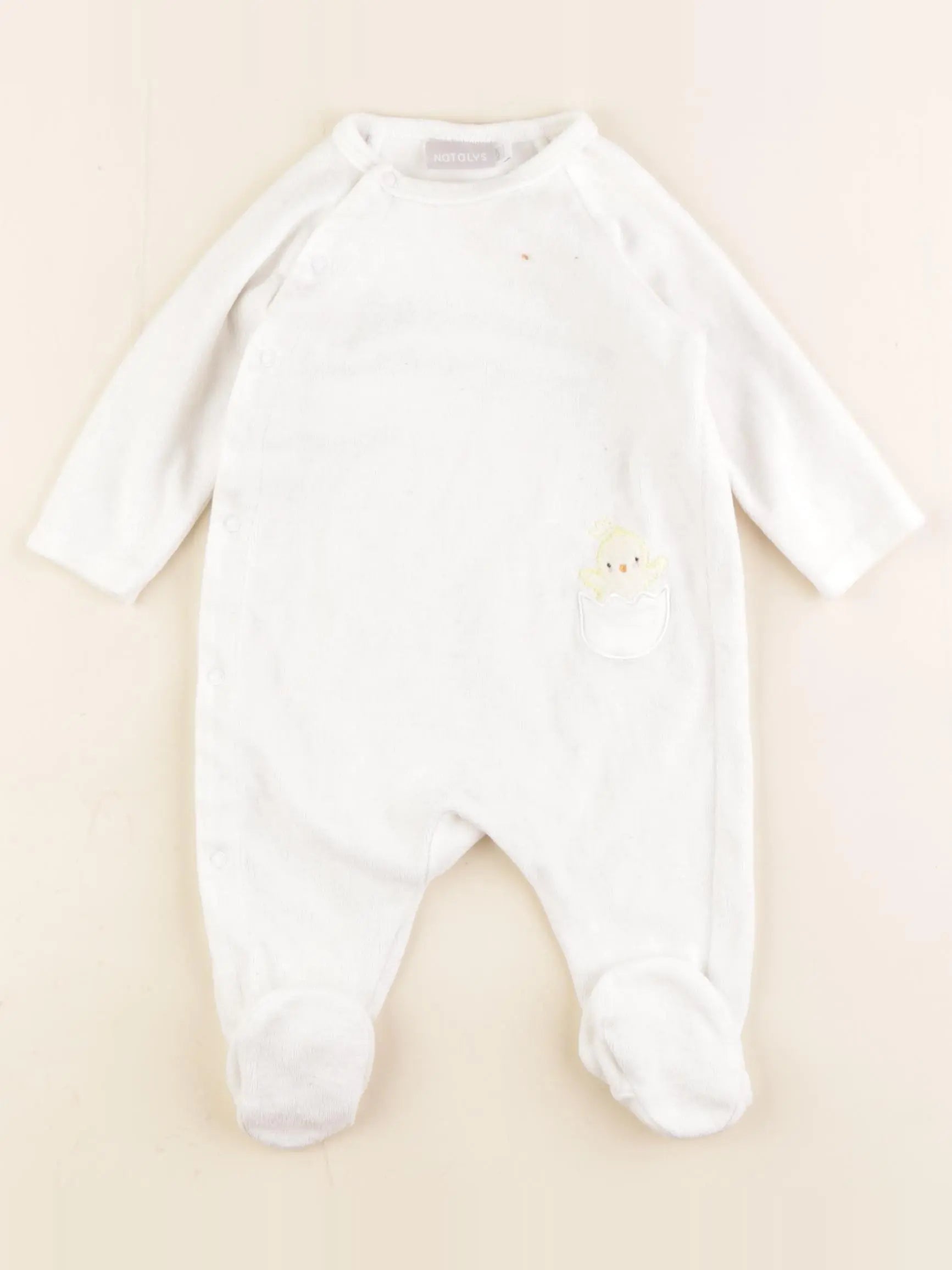 Natalys - pyjama velours blanc - 3 mois