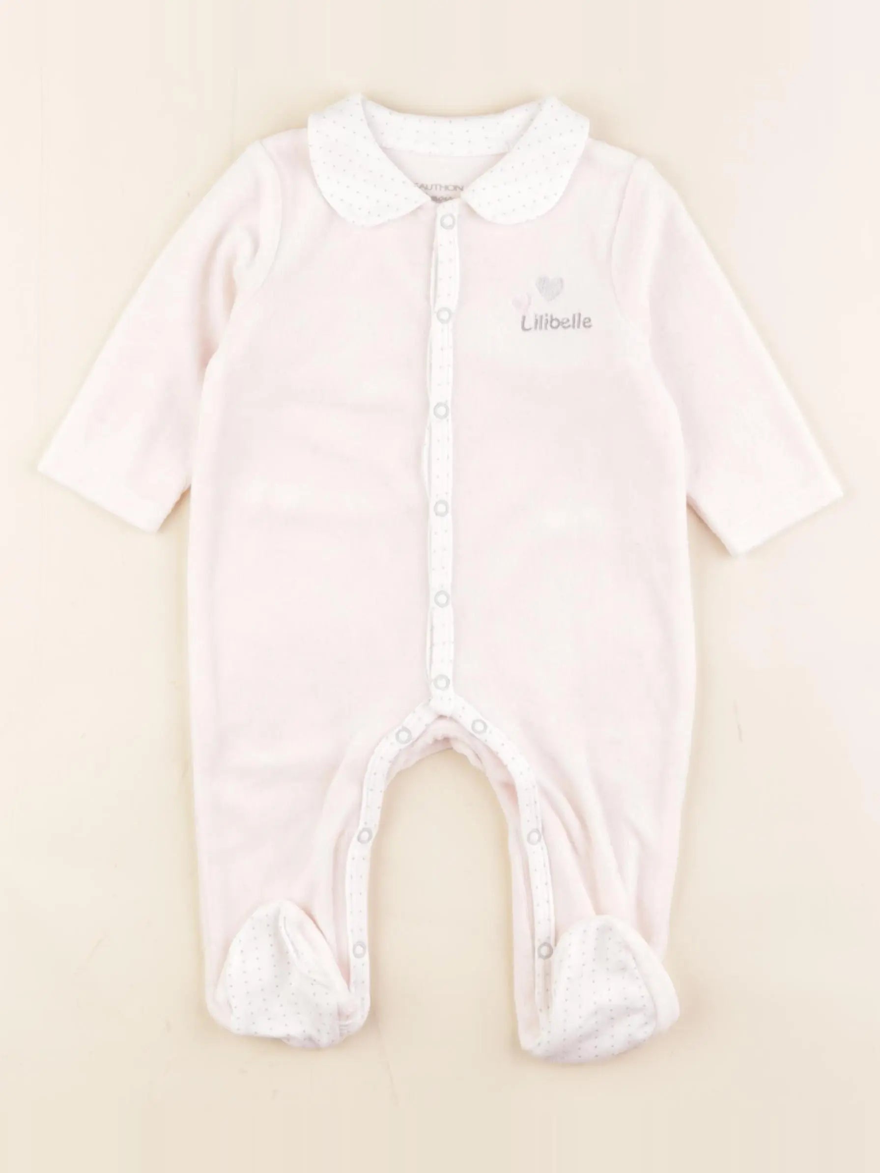 Sauthon - pyjama velours rose - 3 mois