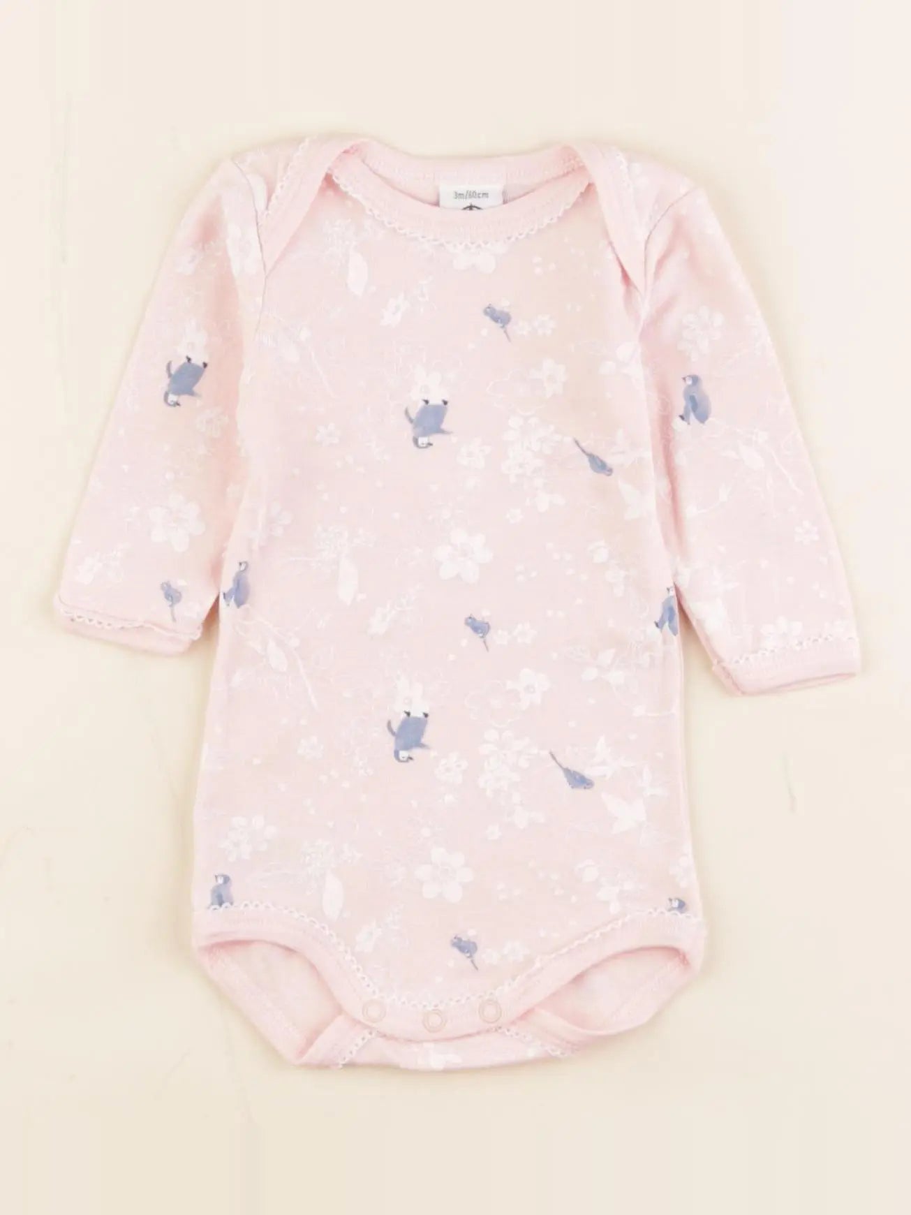 Petit Bateau - body rose - 3 mois