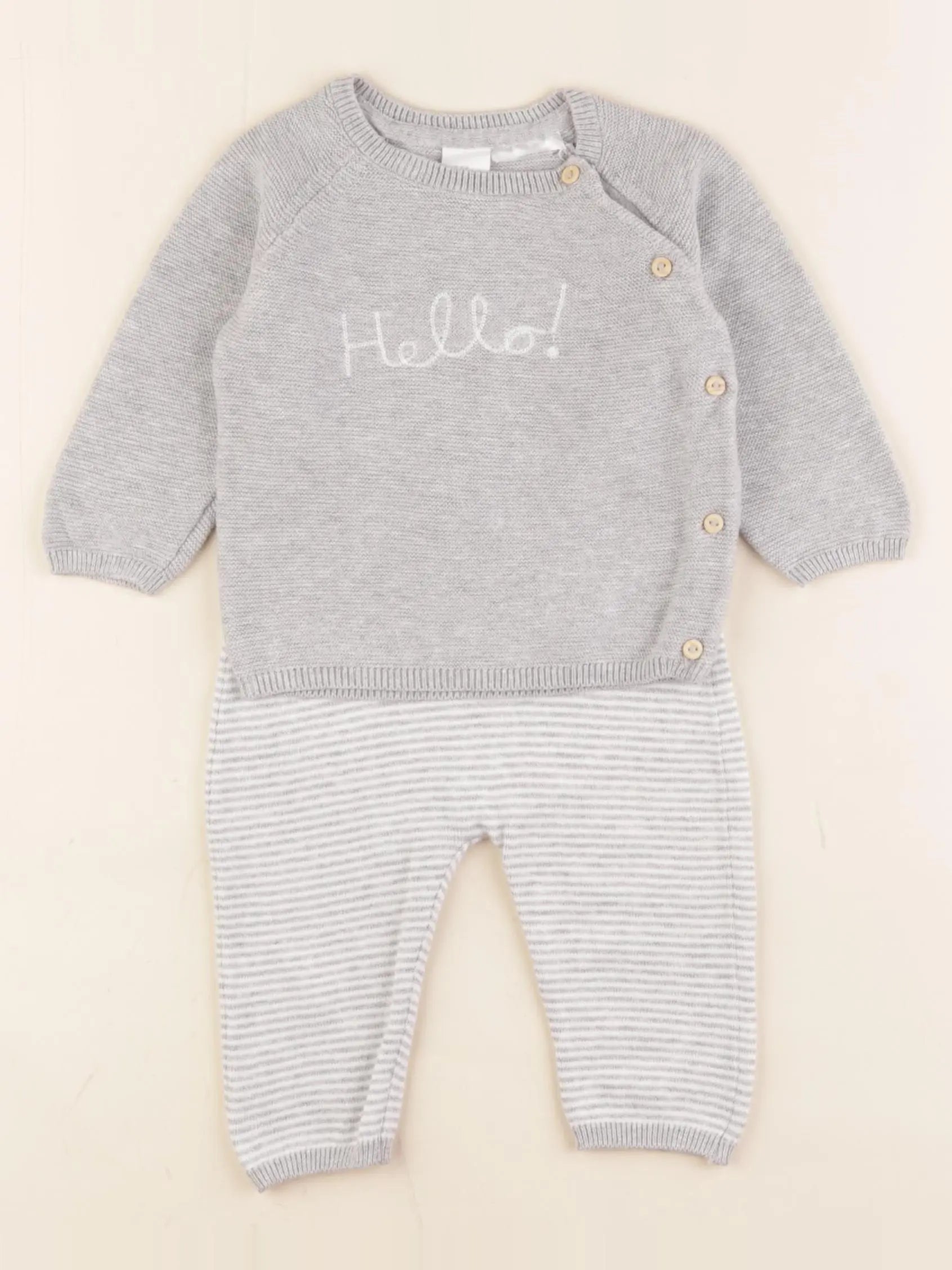 H&M - ensemble gris - 2/4 mois