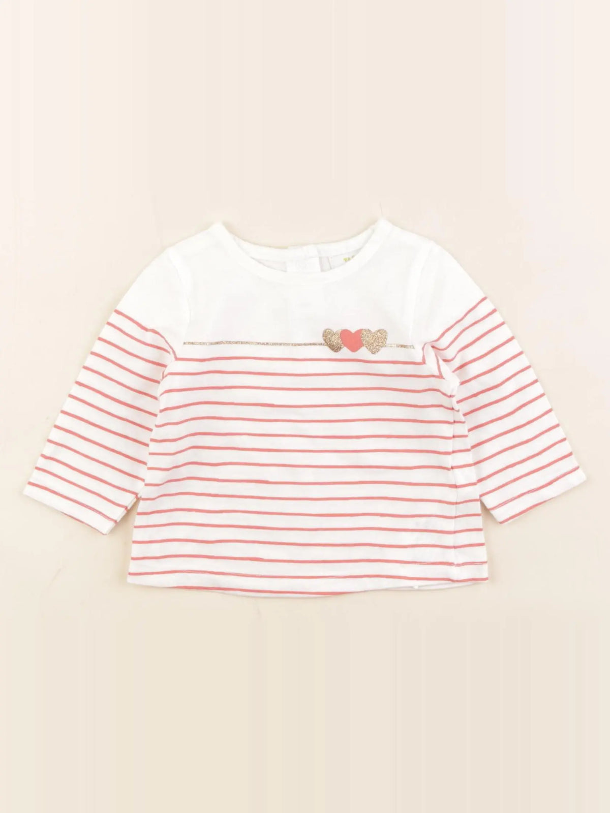 Vertbaudet - tee-shirt blanc, rose - 3 mois