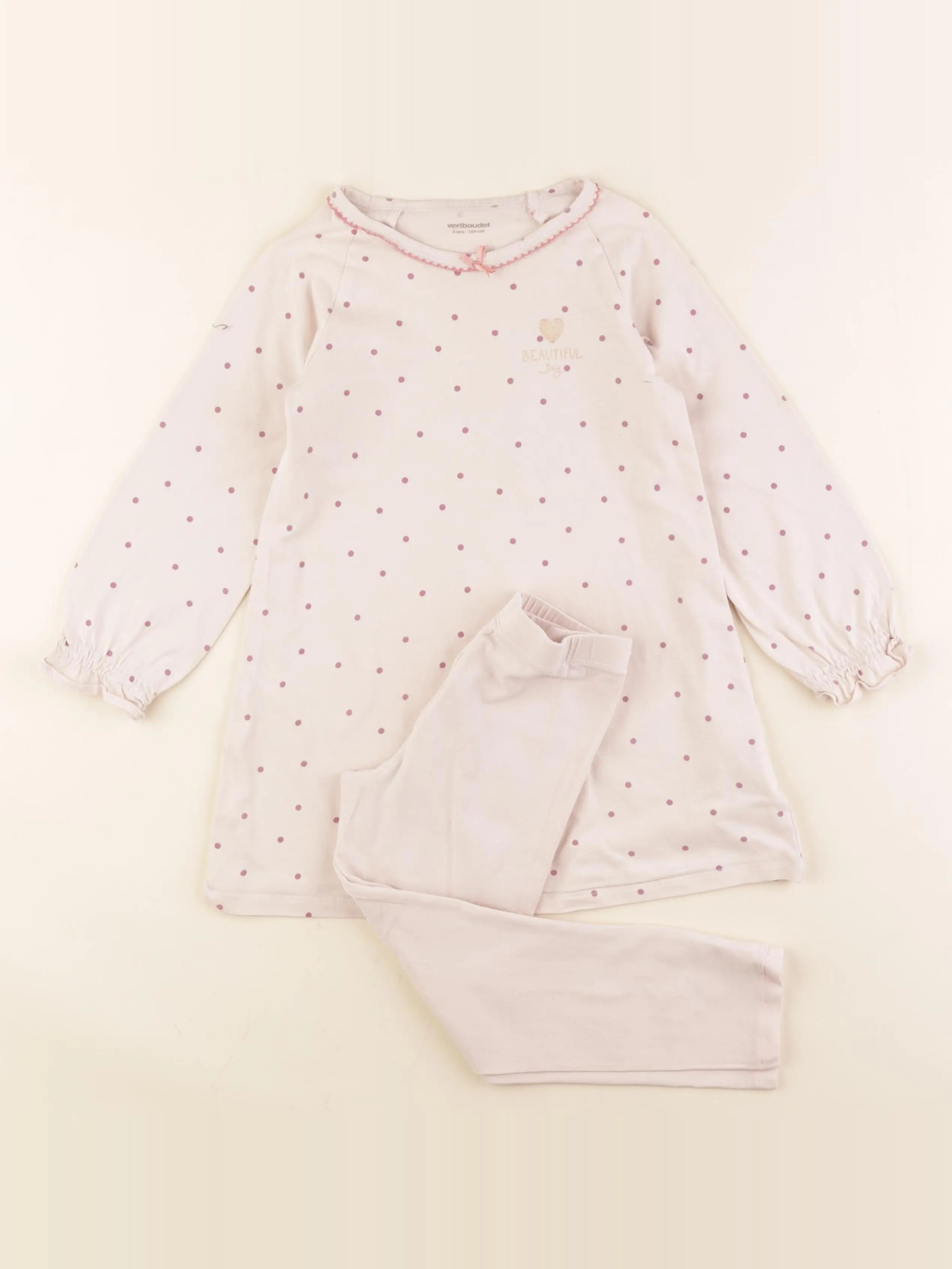 Vertbaudet - pyjama coton rose - 4 ans