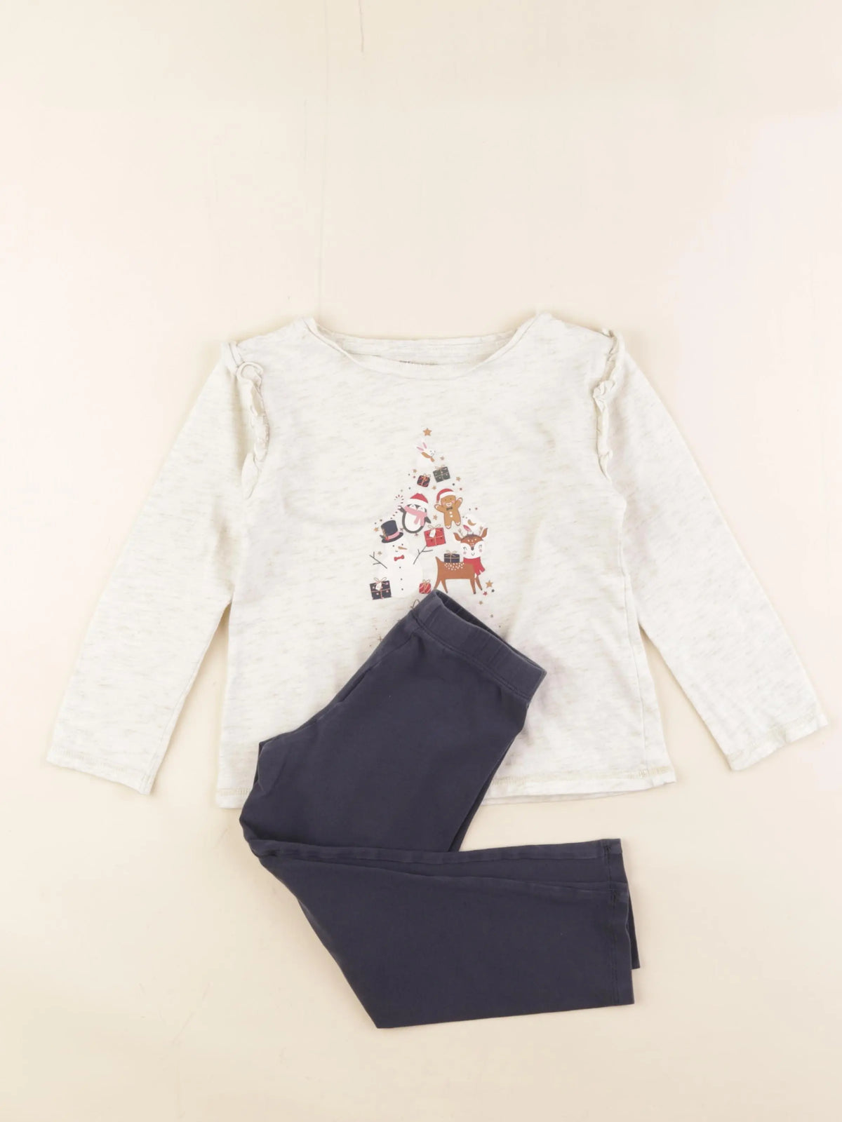 Vertbaudet - pyjama coton beige, bleu - 4 ans