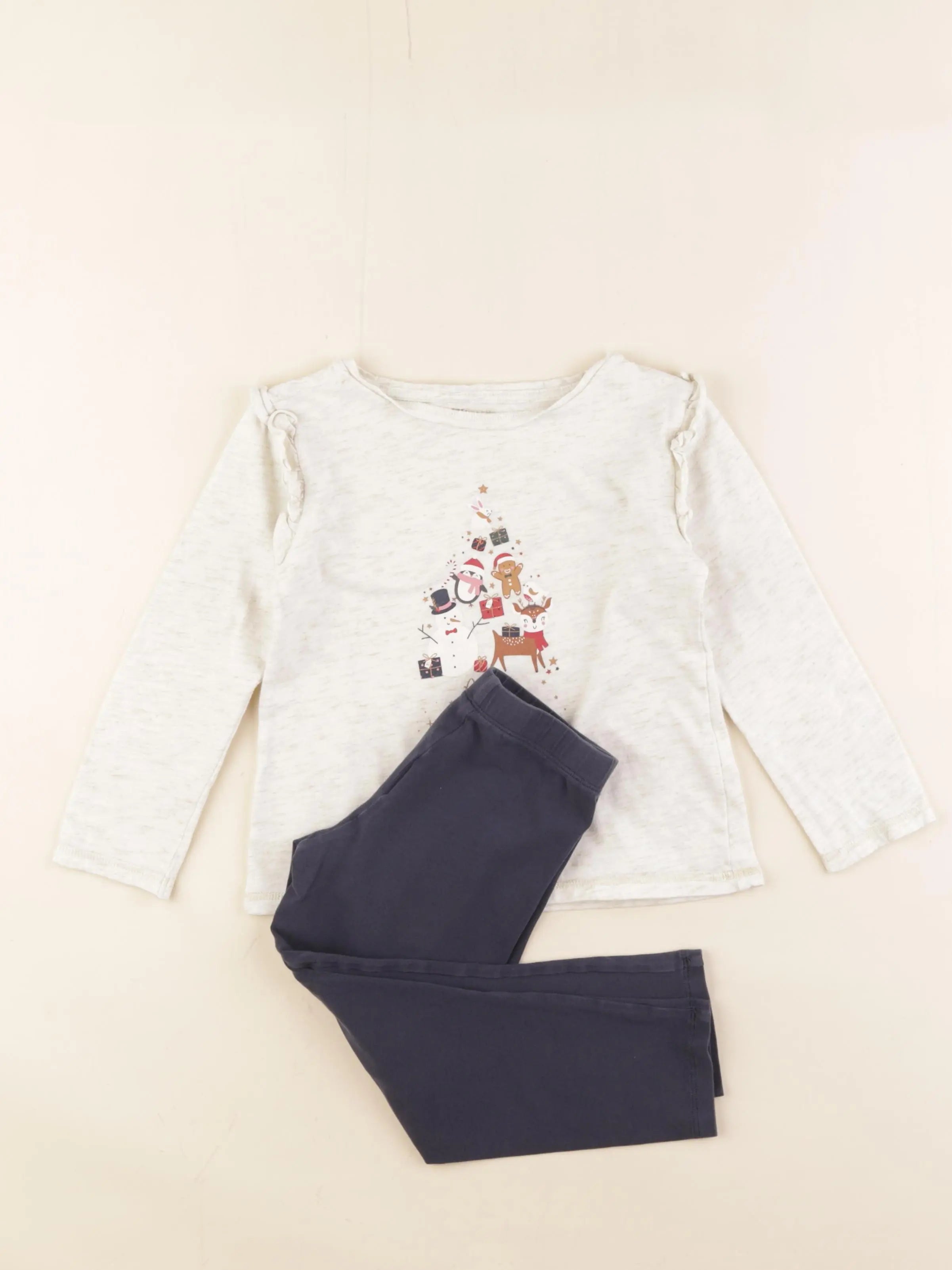 Vertbaudet - pyjama coton beige, bleu - 4 ans