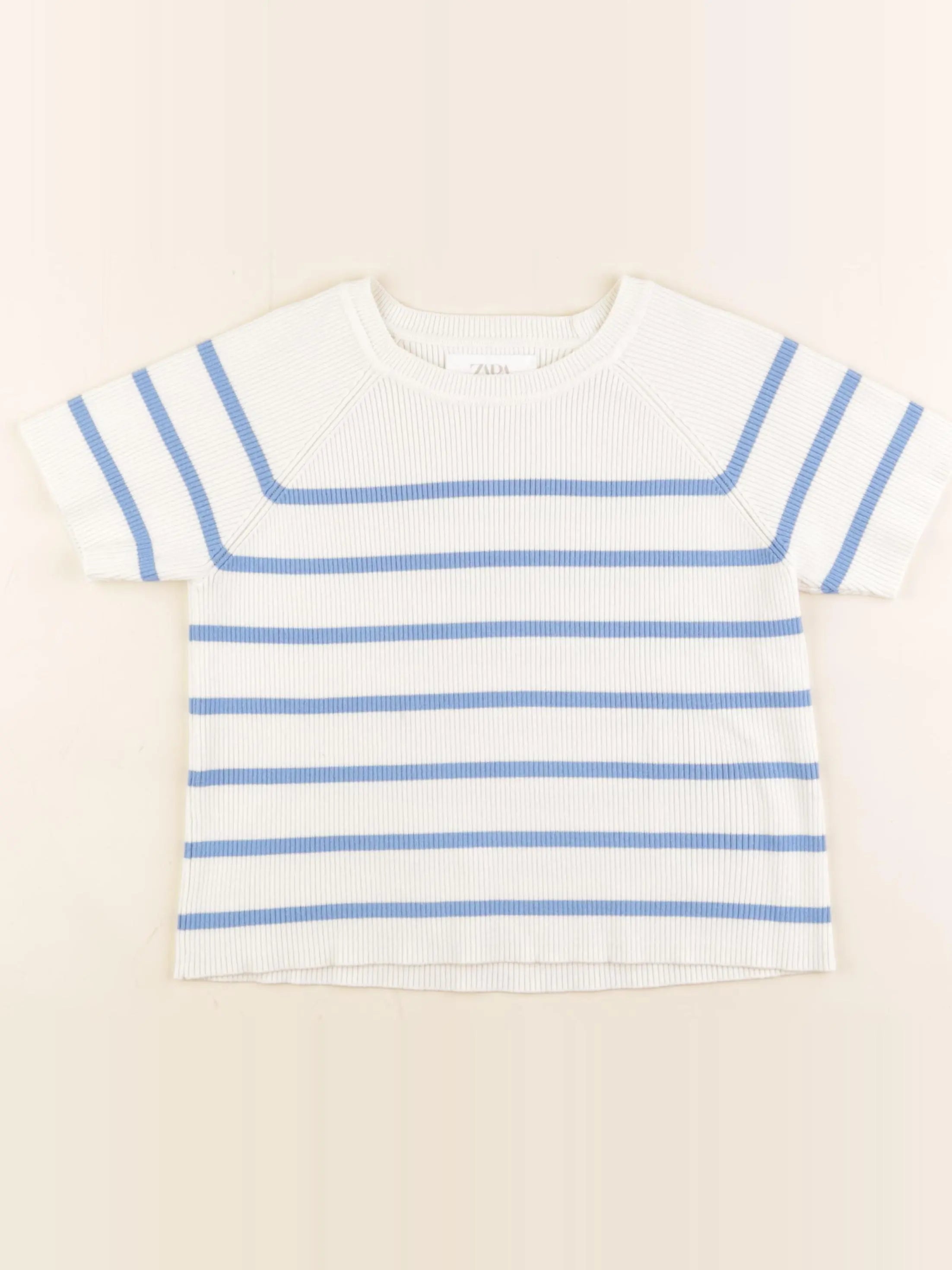 Zara - tee-shirt blanc, bleu - 11 ans