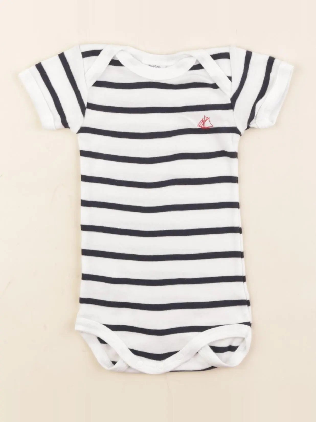 Petit Bateau - body bleu, blanc - 3 mois